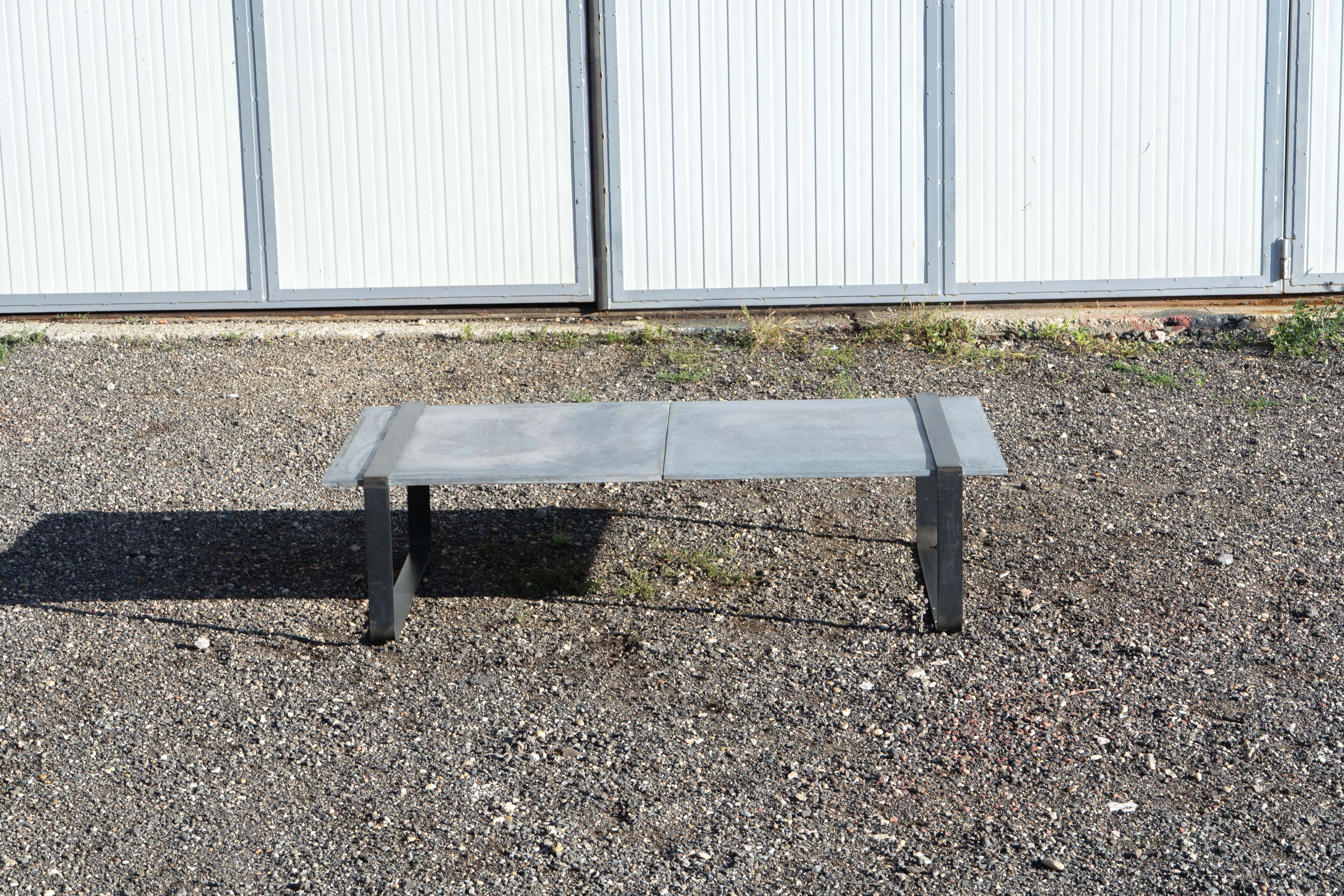 Contemporary Industrial Concrete And Metal Coffee Table For Sale 2