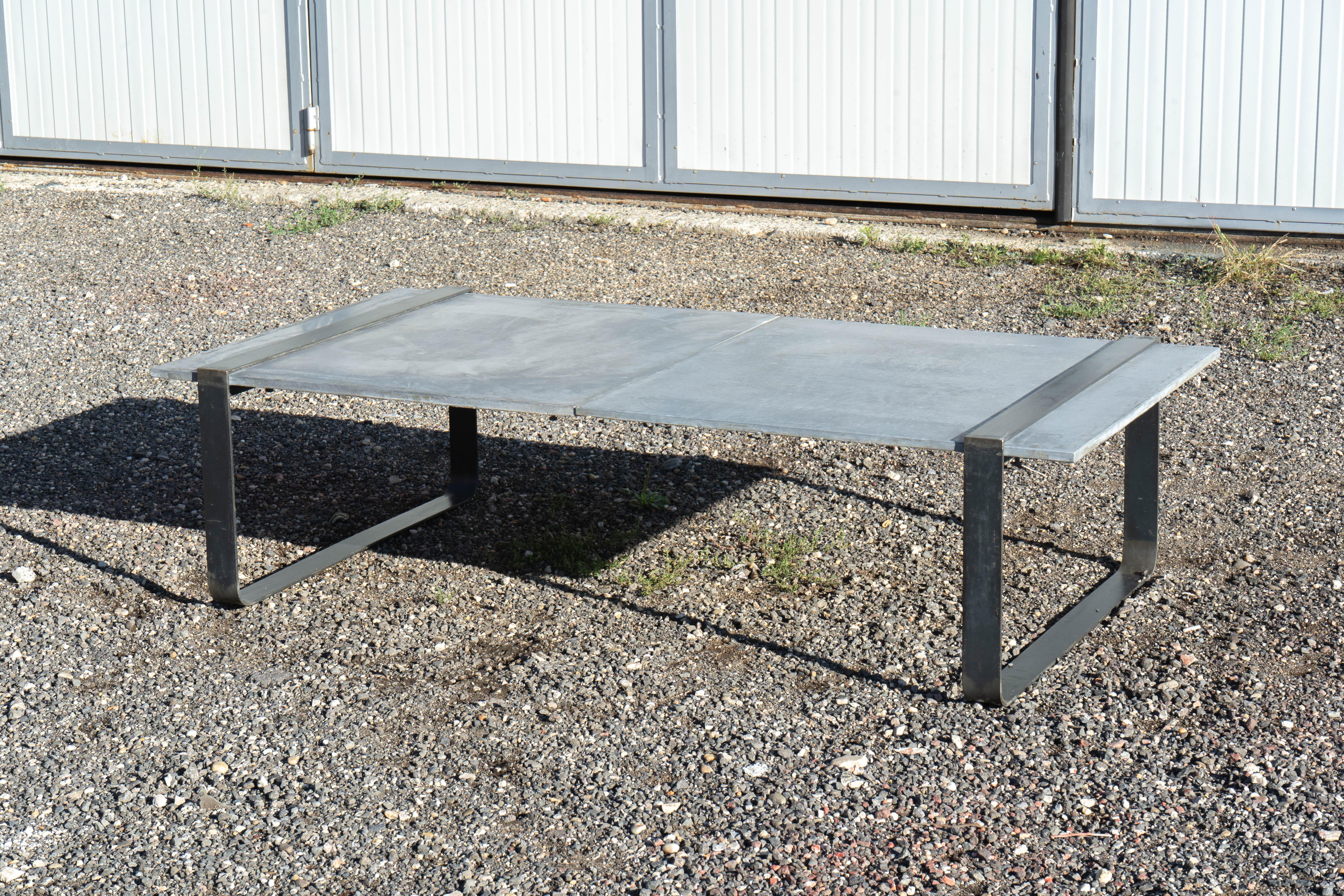 Contemporary Industrial Concrete And Metal Coffee Table For Sale 3