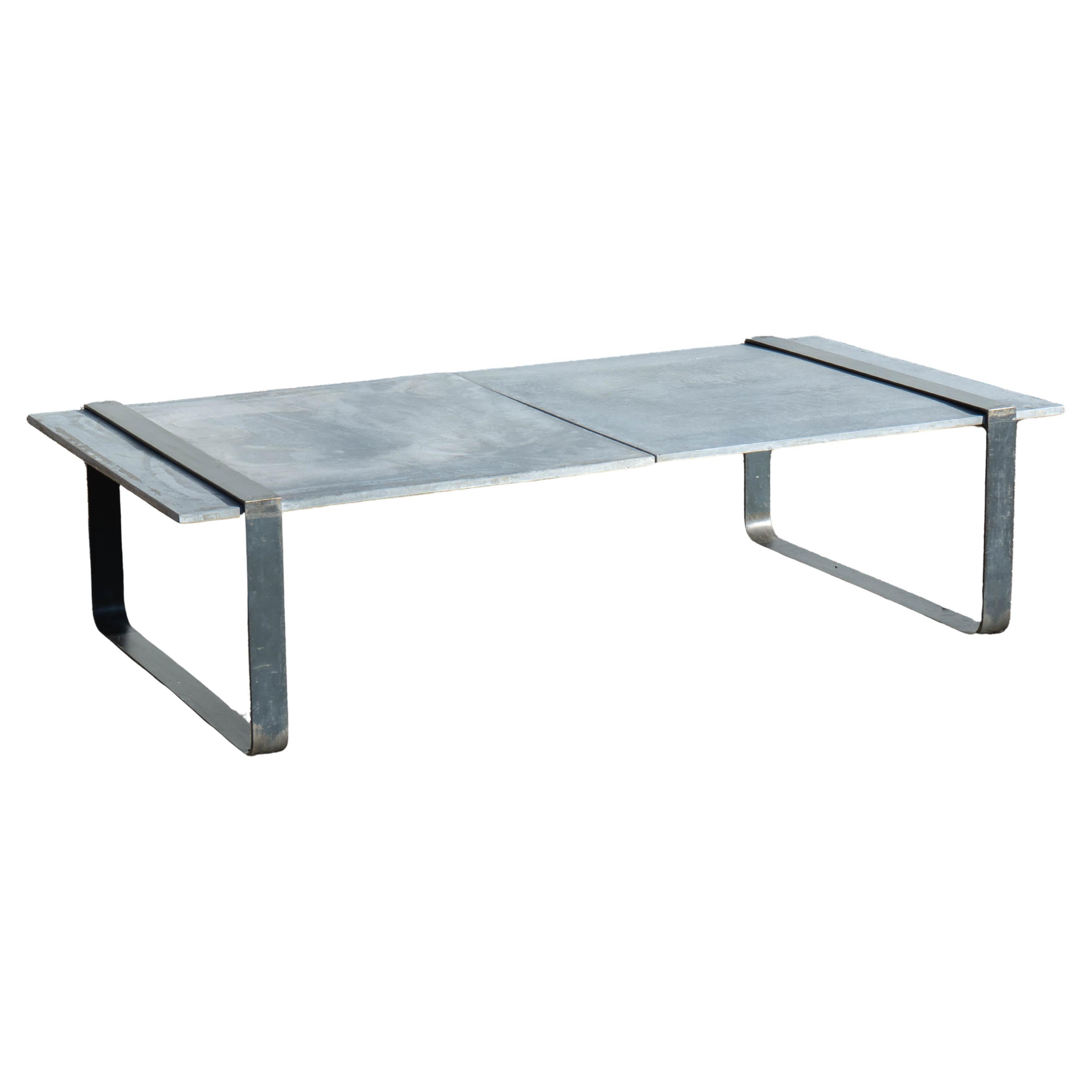 Contemporary Industrial Concrete And Metal Coffee Table For Sale