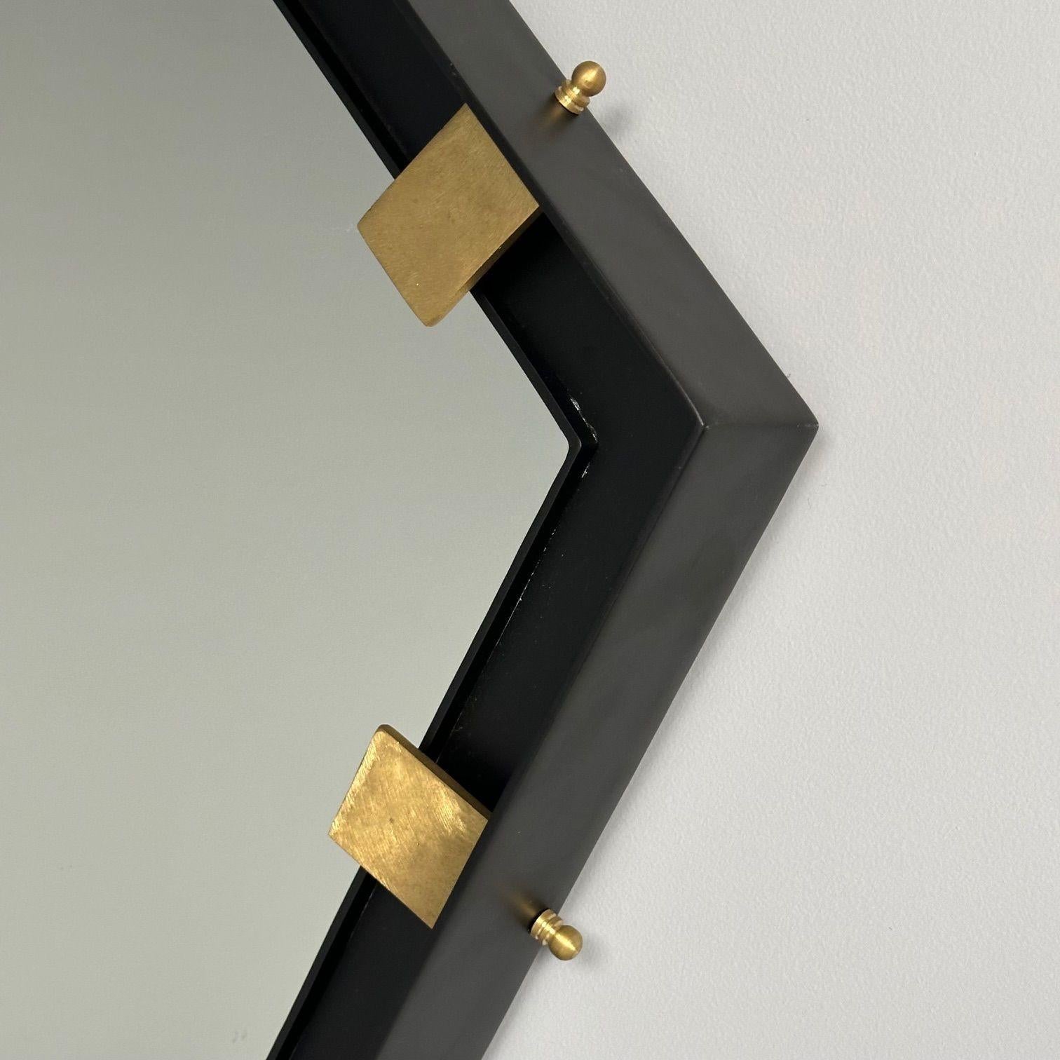 Industrial Modern, Steel, Brass, Brutalist Angular Wall Mirrors, 21st C. For Sale 6