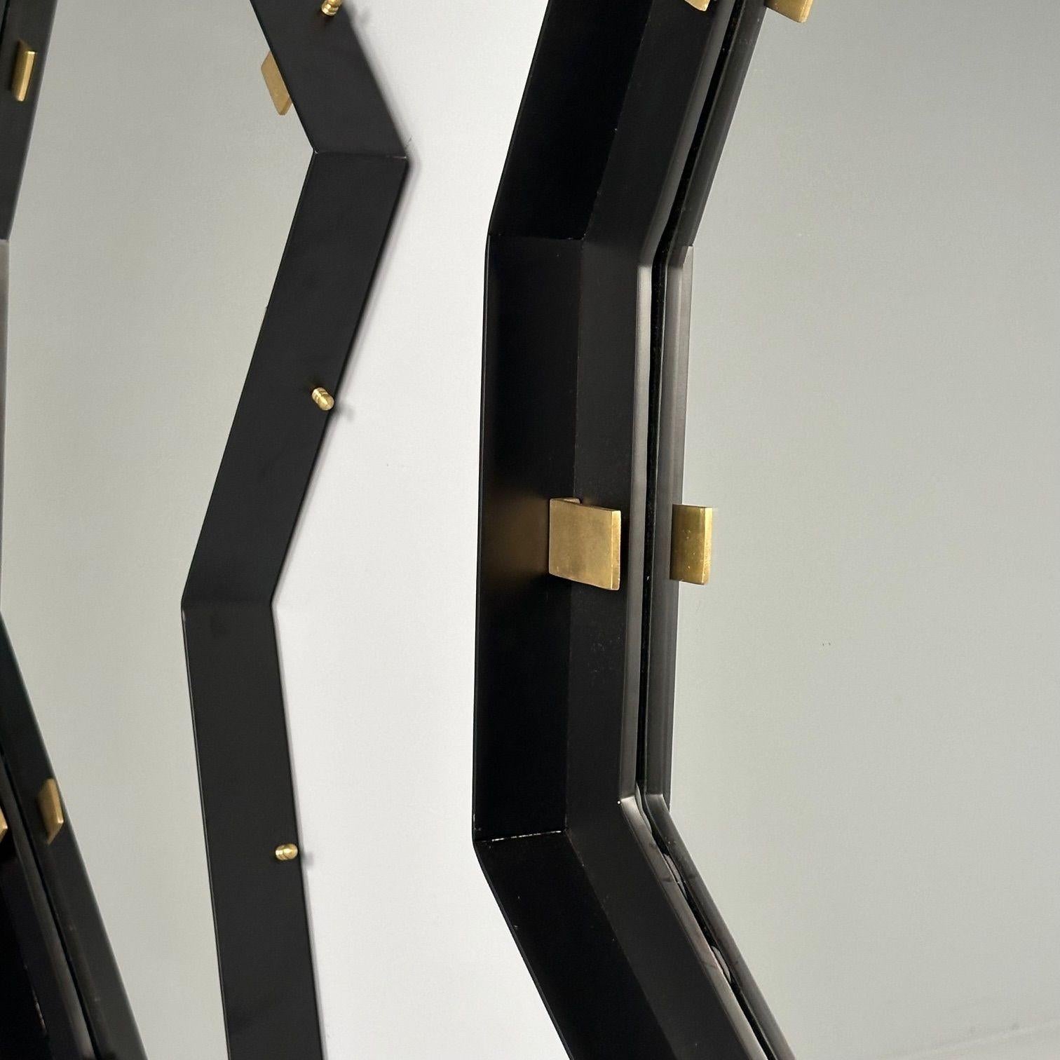 Industrial Modern, Steel, Brass, Brutalist Angular Wall Mirrors, 21st C. For Sale 7