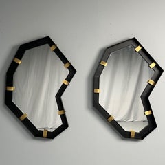Industrial Modern, Steel, Brass, Brutalist Angular Wall Mirrors, 21st C.