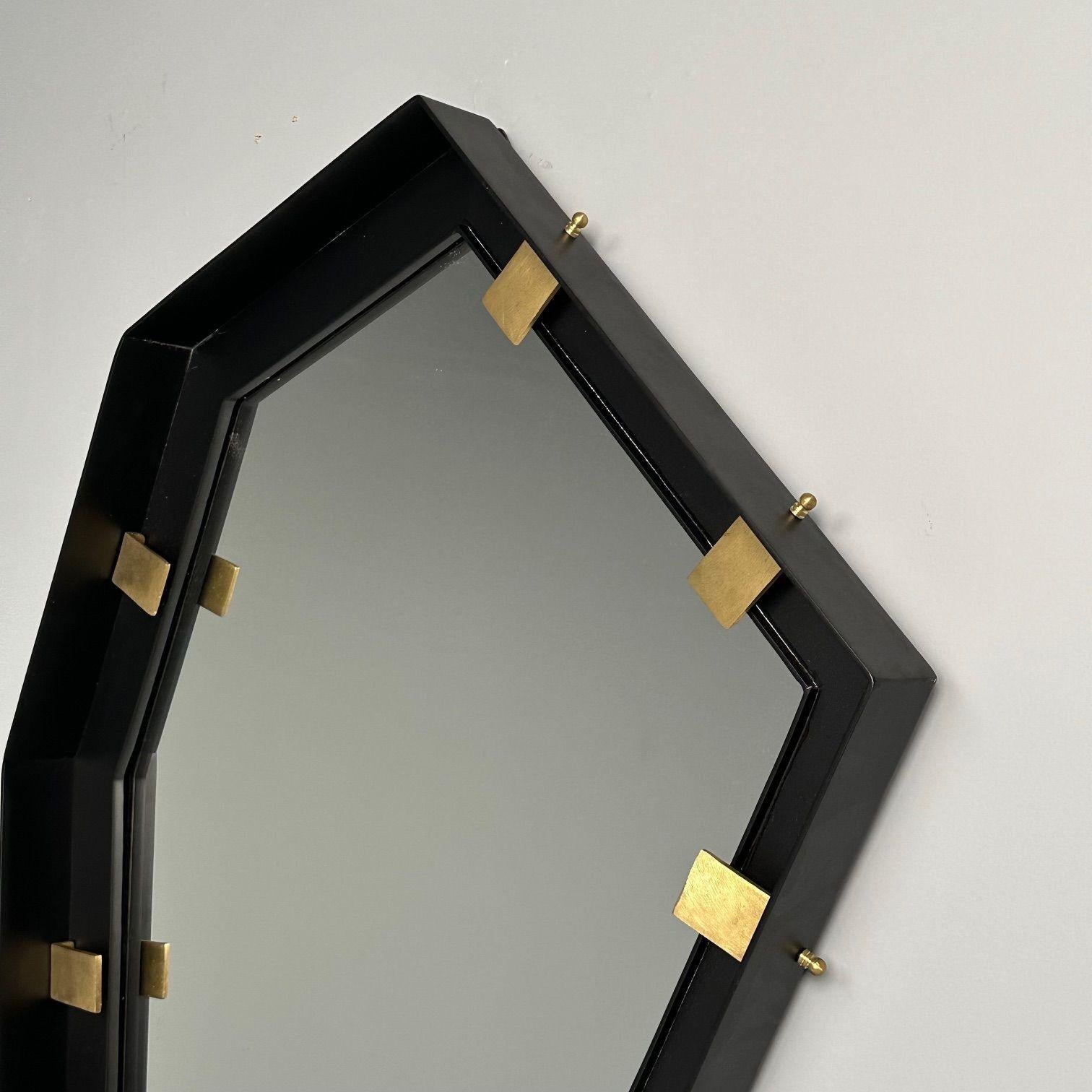 Industrial Modern, Steel, Brass, Brutalist Angular Wall Mirrors, 21st C. For Sale 3