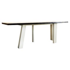 Table industrielle contemporaine en bois, design ricyclette