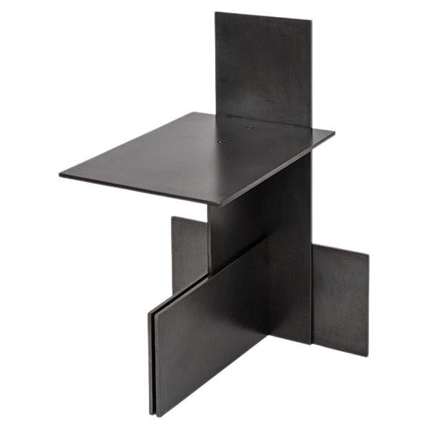 Contemporary Industrial Side Table, Patinated Waxed Steel-Metal, Johan Viladrich