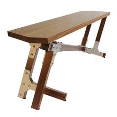 Contemporary Industrial Walnut Bench, von Peter Harrison, auf Lager