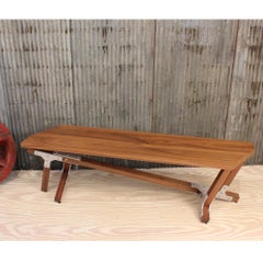 Contemporary Industrial Walnut Bench, by Peter Harrison, in Stock