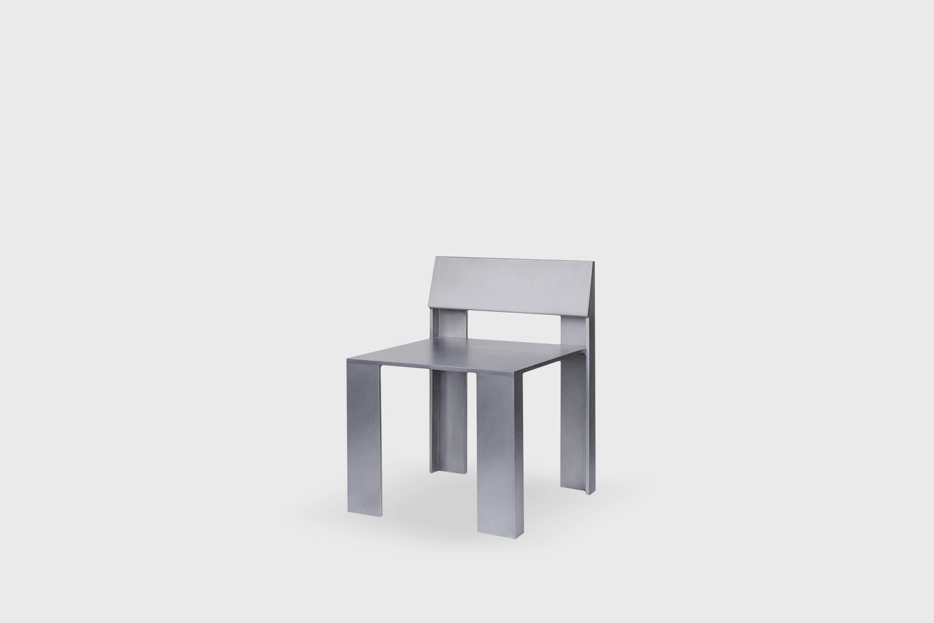 Contemporary Industrial Waxed Aluminum-Metal Chair, Model LAC, Johan Viladrich For Sale 3