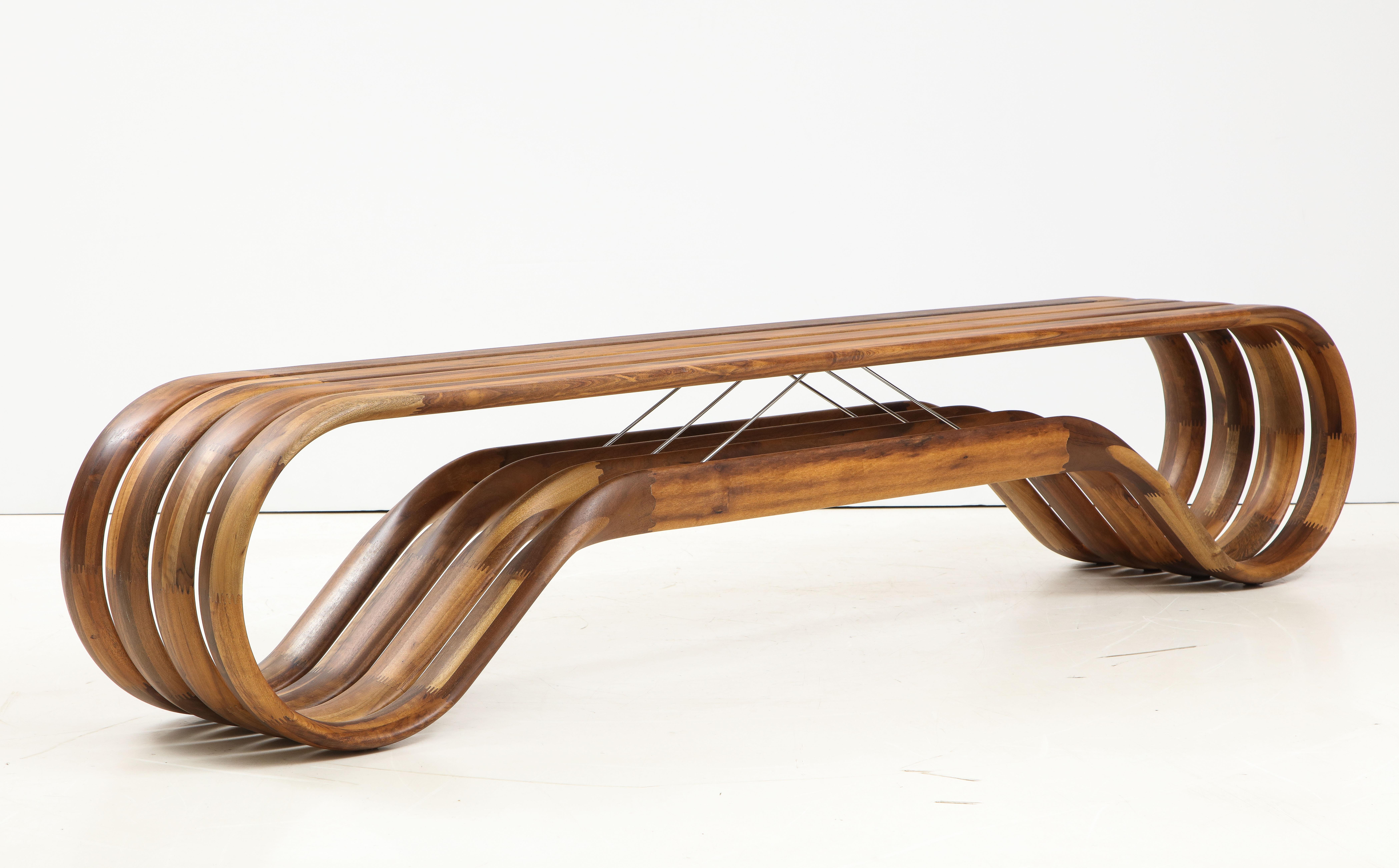 Contemporary Infinito Wood Bench by Guto Índio da Costa, Brazil, 2019 6
