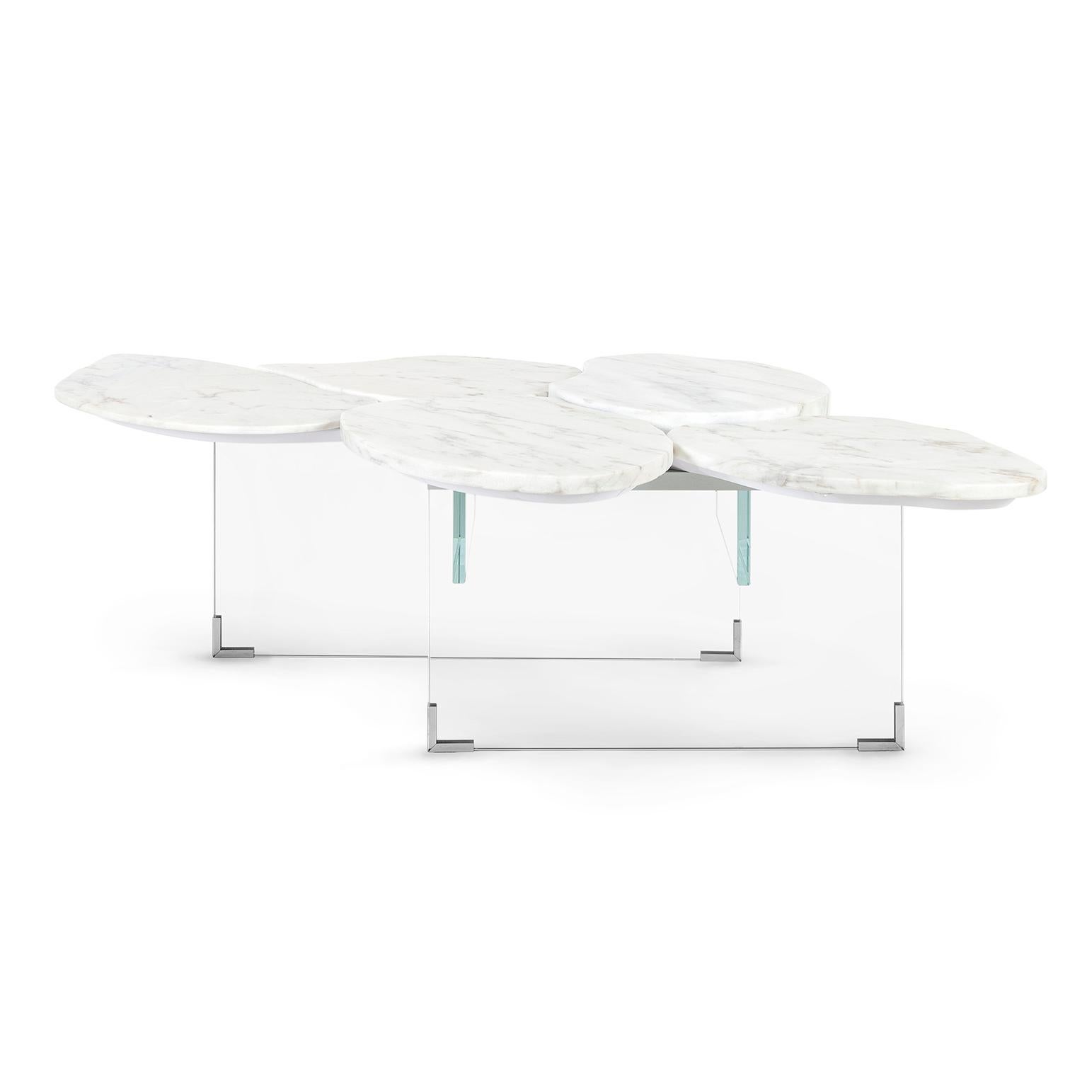 Portugais Table basse contemporaine Infinity en marbre Calacatta fait main par Greenapple en vente