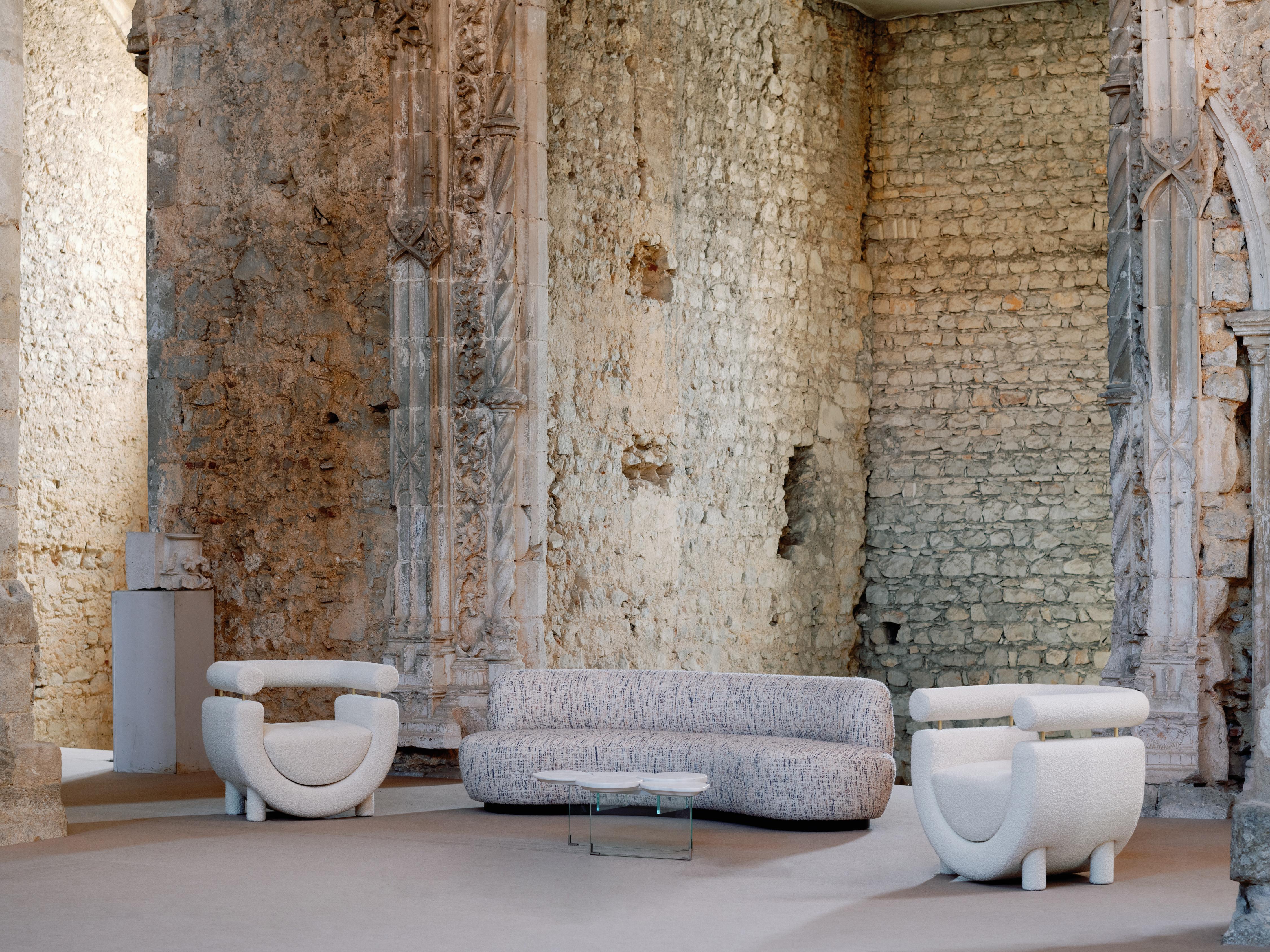 Table basse contemporaine Infinity en marbre Calacatta fait main par Greenapple en vente 1