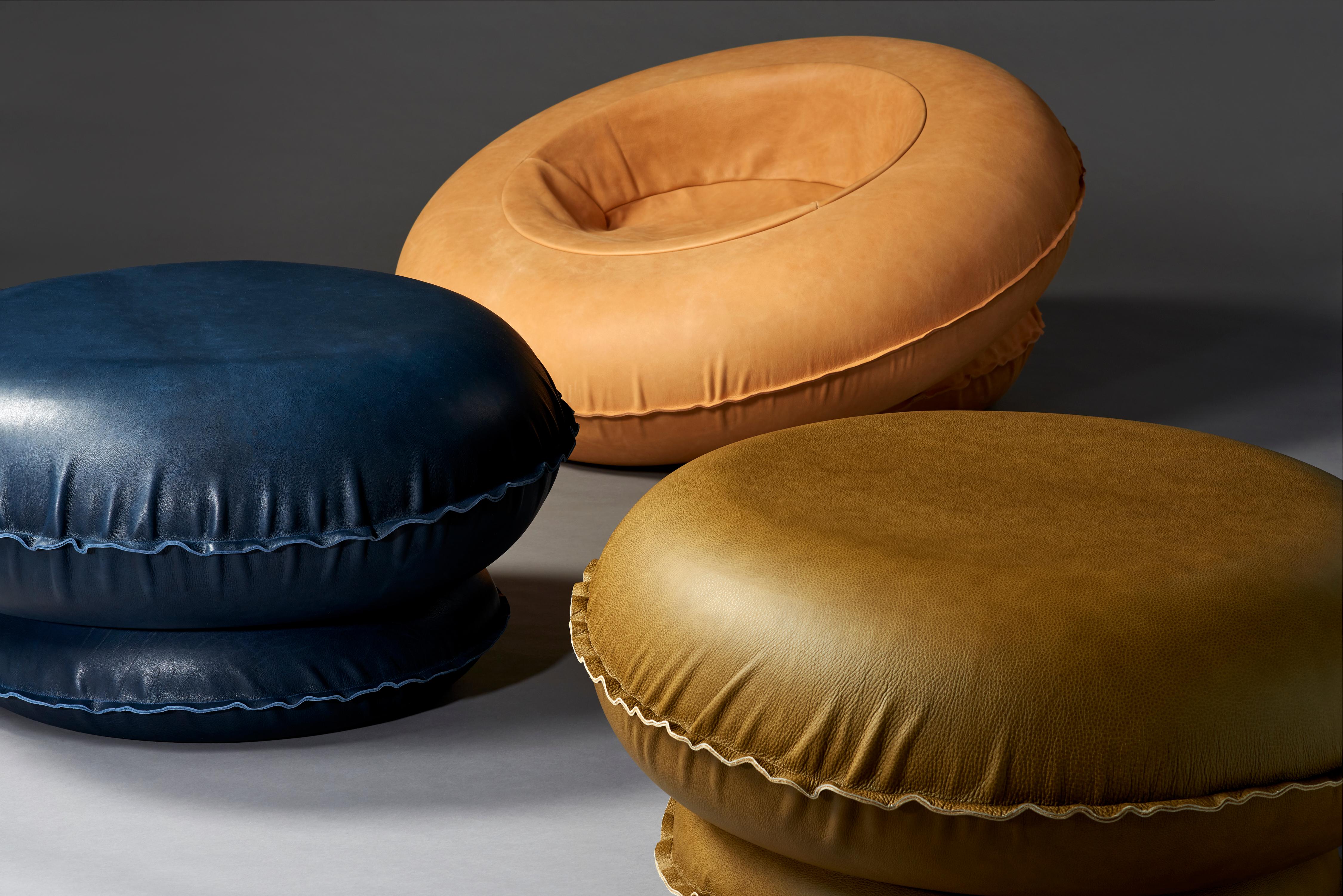 Modern Contemporary Inflatable Leather Armchair For Sale
