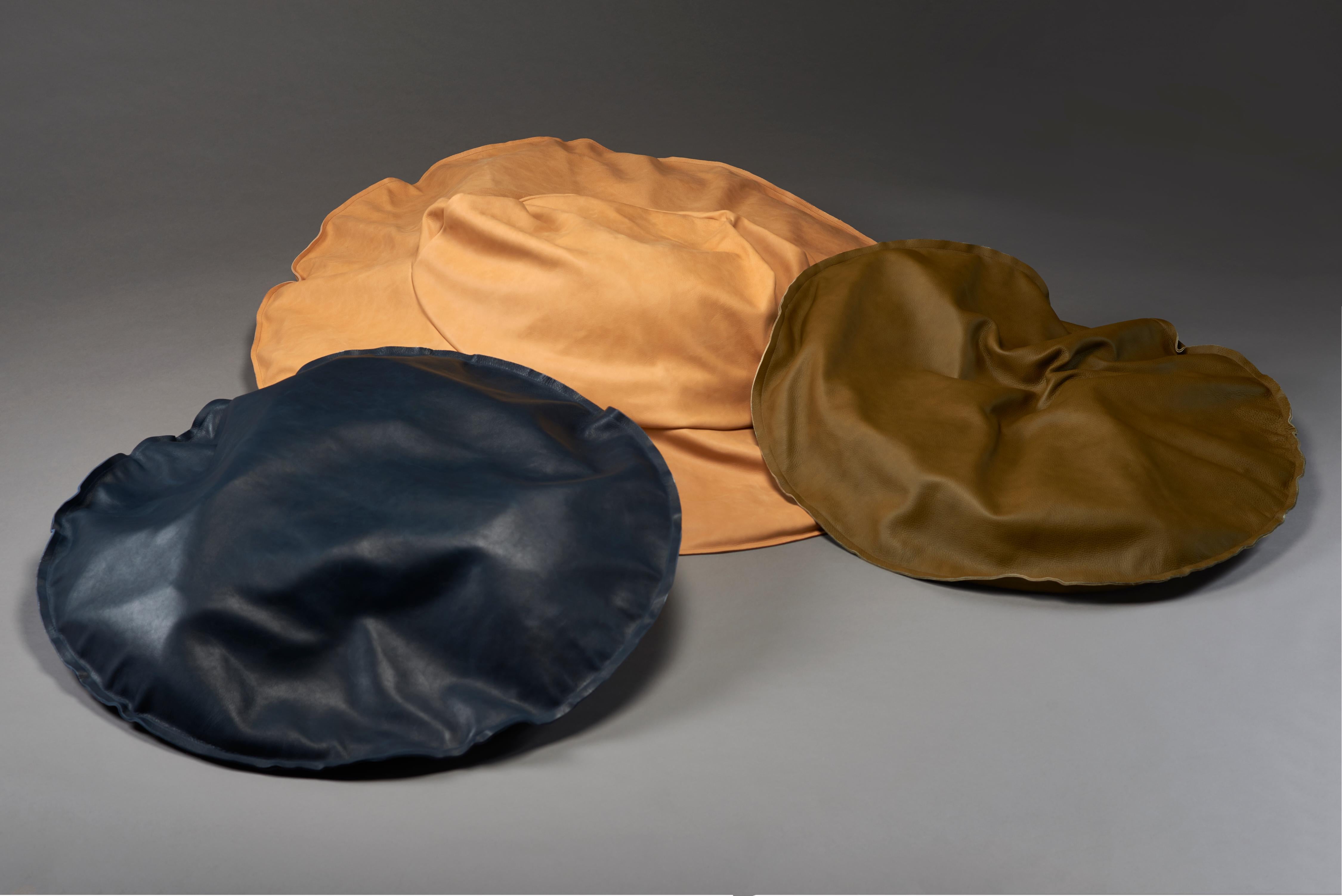 Modern Contemporary Inflatable Leather Ottoman For Sale
