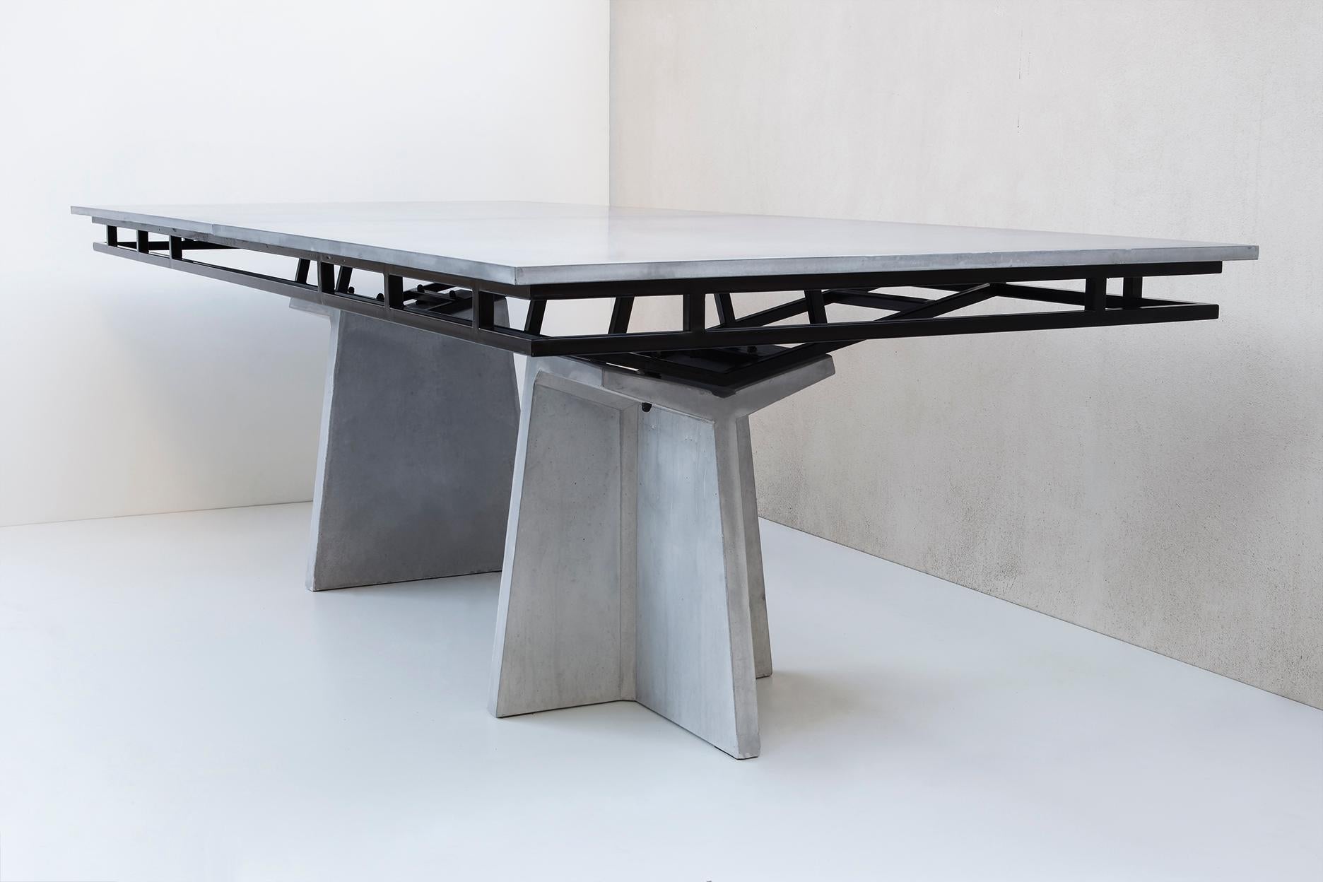 Industrial Contemporary Infra-Struttura Table in Concrete and Steel For Sale