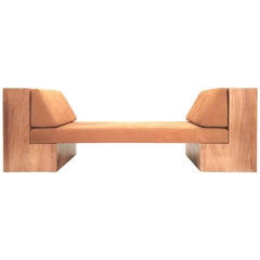 Contemporary INI Daybed in Solid Wood and Natural Leather