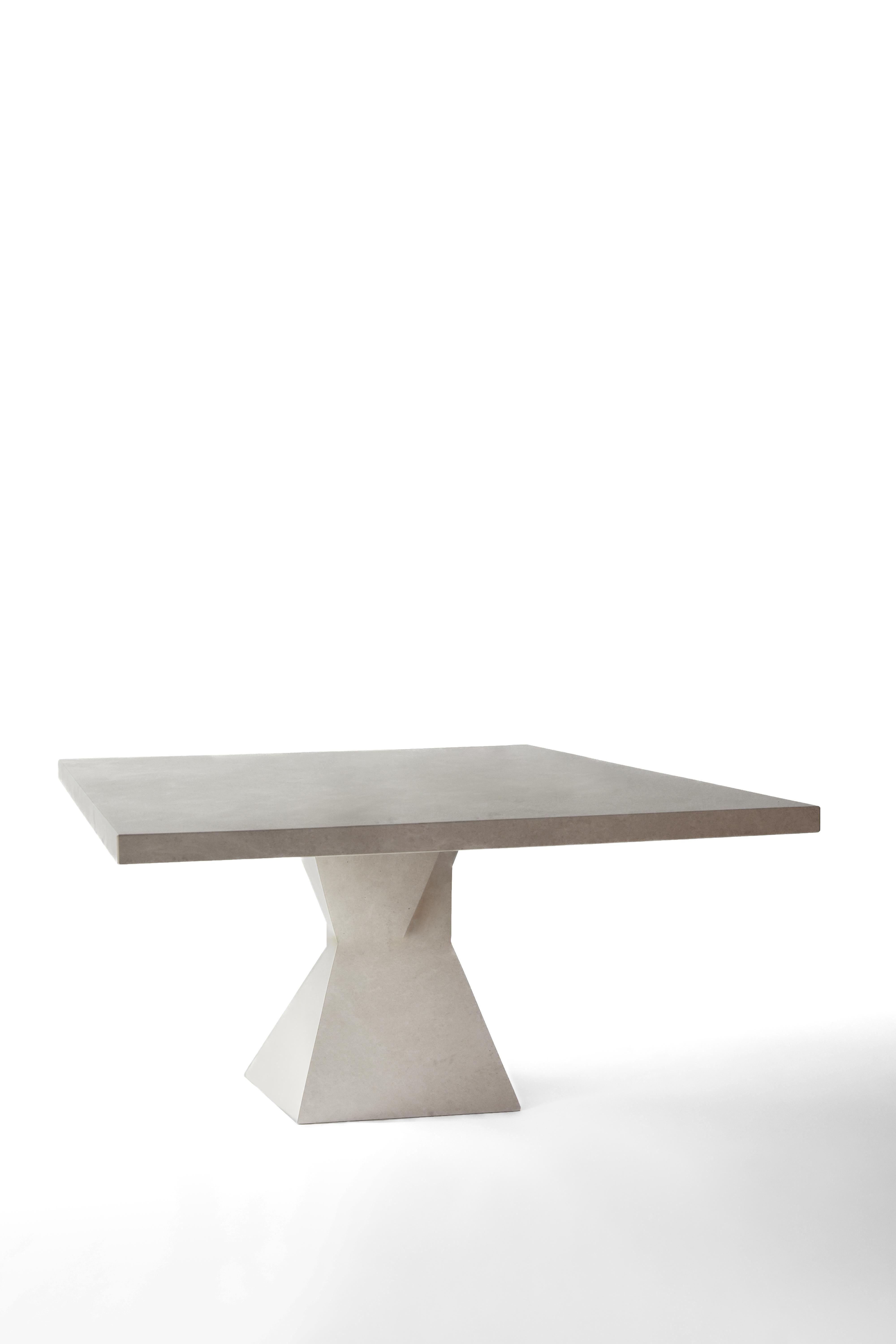 INKA Dining Table by German contemporary design studio Eichkorn. 
Material: Limestone
Standard size: H.75 x 110 x 110 cm - Customizations are possible

A limestone, Ocean Beige, with a handcrafted surface from the stone creates together with its