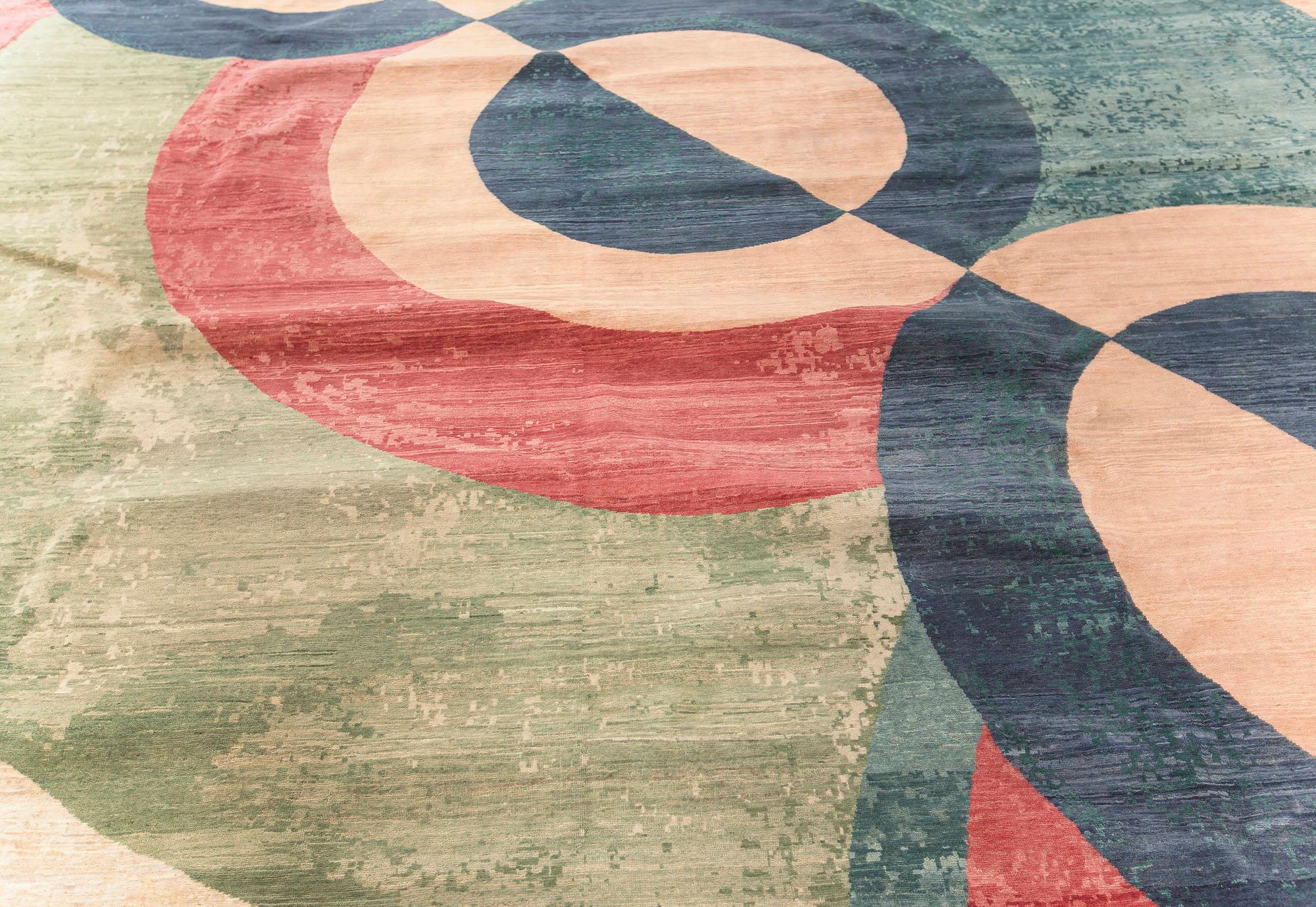 Indiano Tappeto di ispirazione contemporanea Art Deco di Doris Leslie Blau in vendita