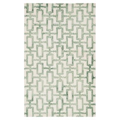Contemporary Interlocking Trellis Hand-Tufted Premium Wool Area Rug Sage & Cream