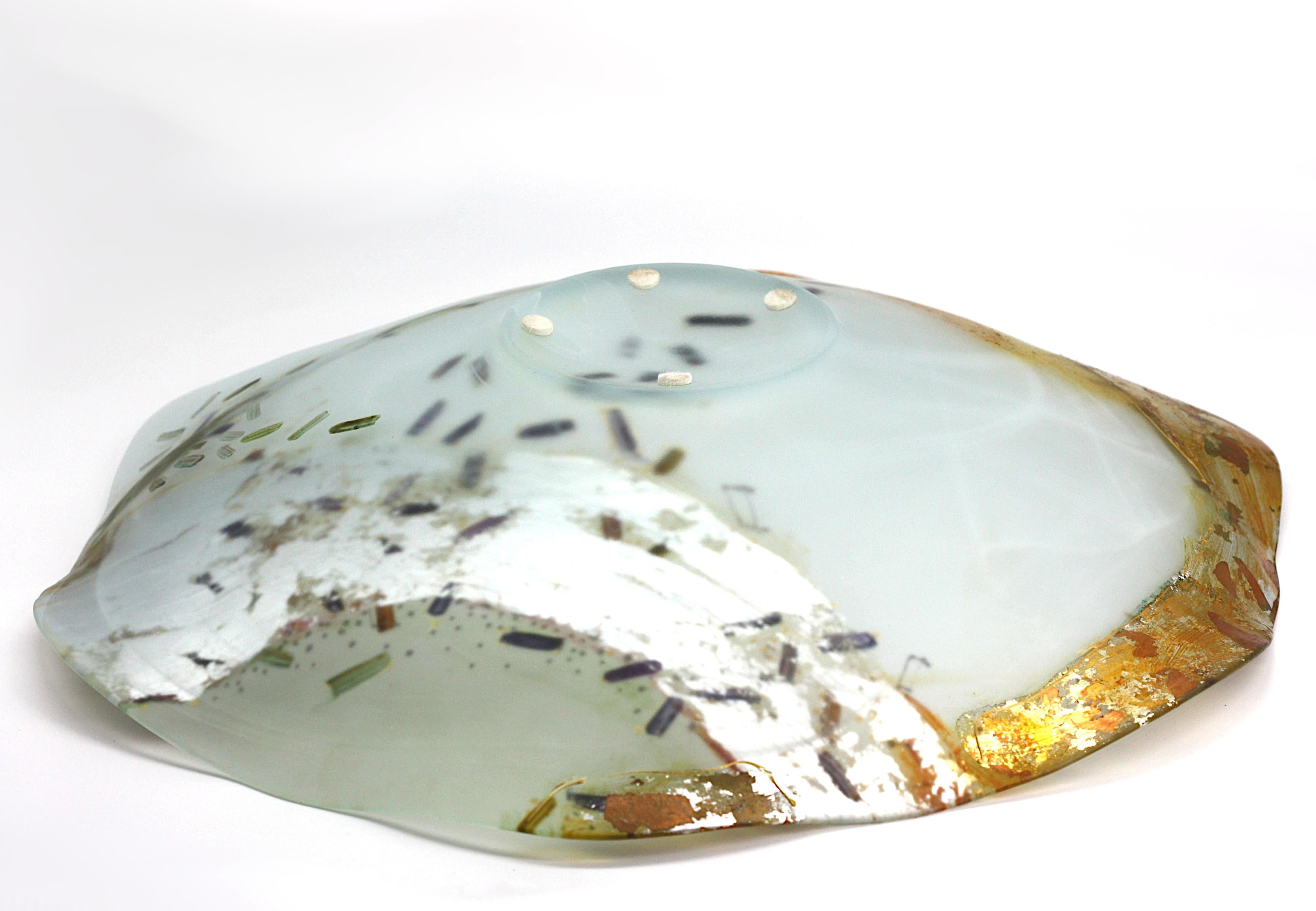 Contemporary Internally Decorated Frosted Glass Bowl For Sale 1