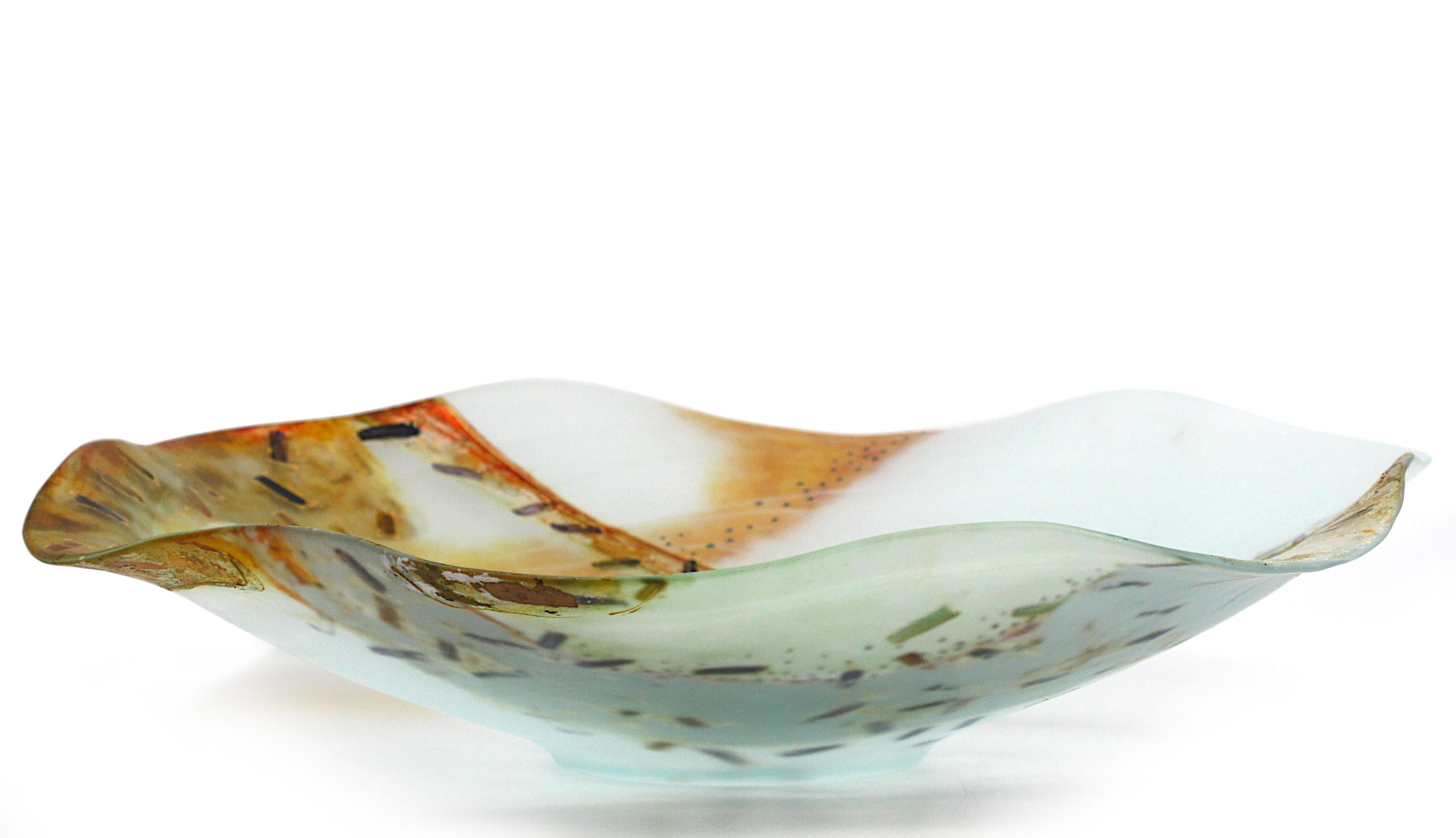Contemporary Internally Decorated Frosted Glass Bowl For Sale 4