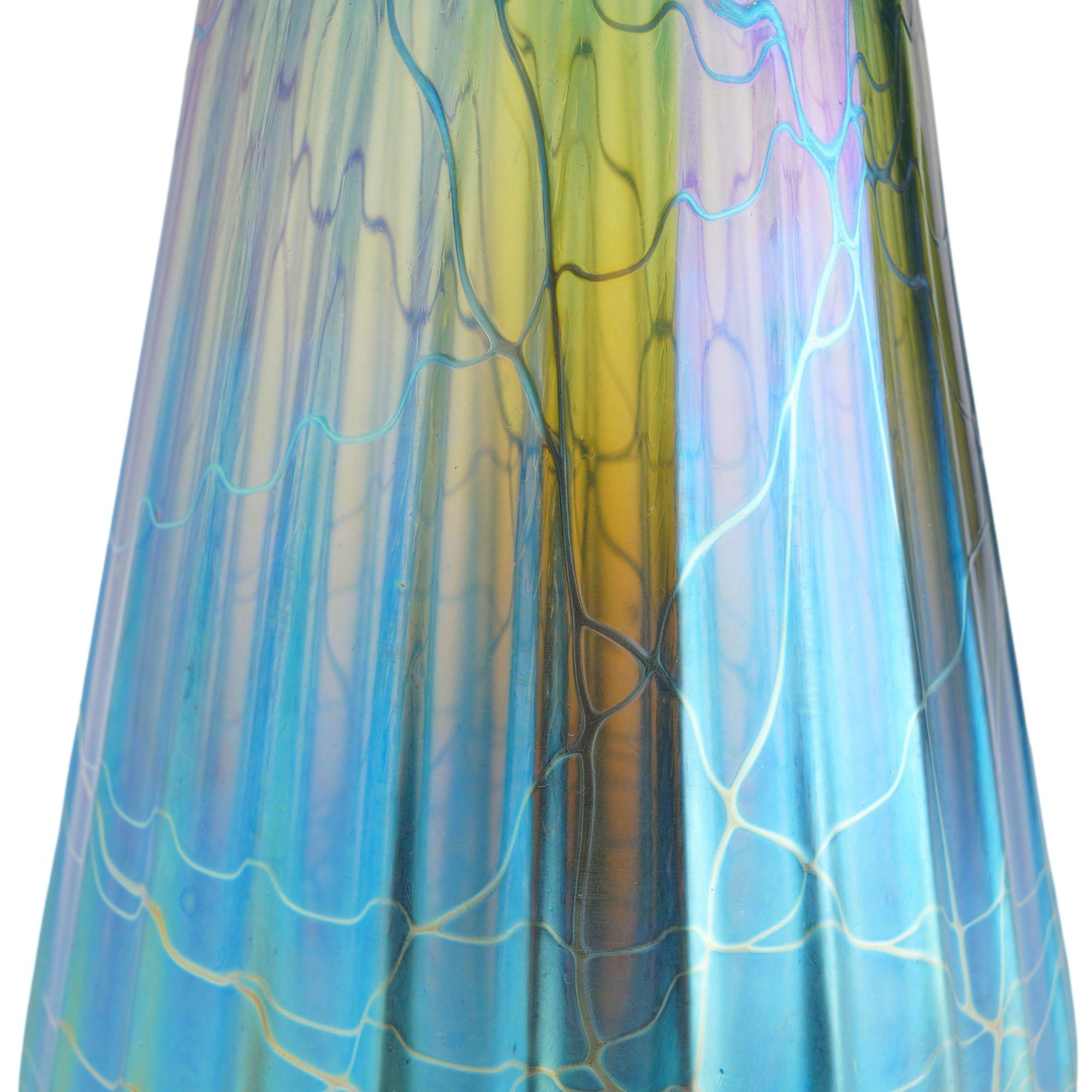 Contemporary iridescent blue blown glass vase by Mayauel Ward, 2015 For Sale 6