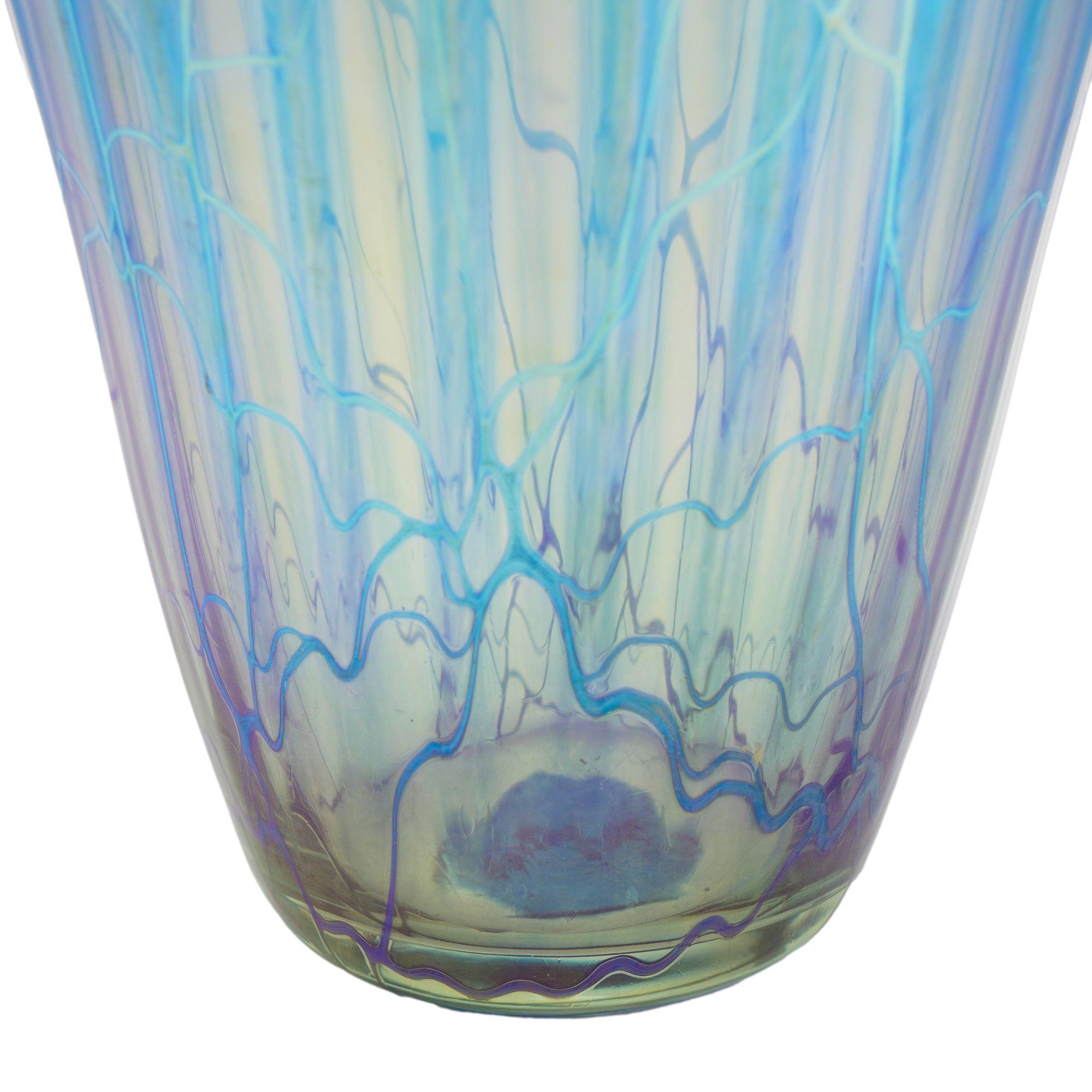 Contemporary iridescent blue blown glass vase by Mayauel Ward, 2015 For Sale 2