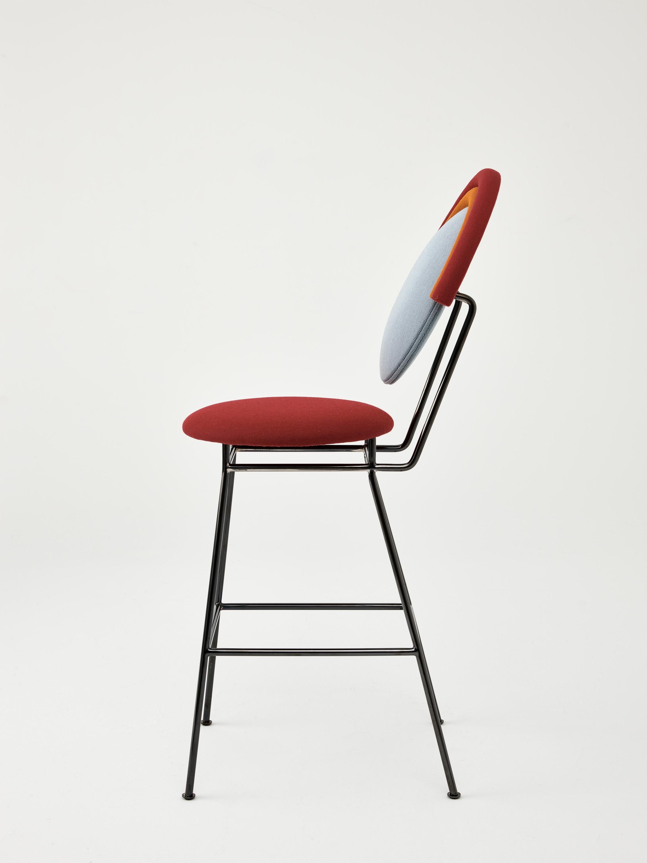 Contemporary Iris Bar Stool in Polished Dark Gray Finish In New Condition For Sale In Istanbul, TR