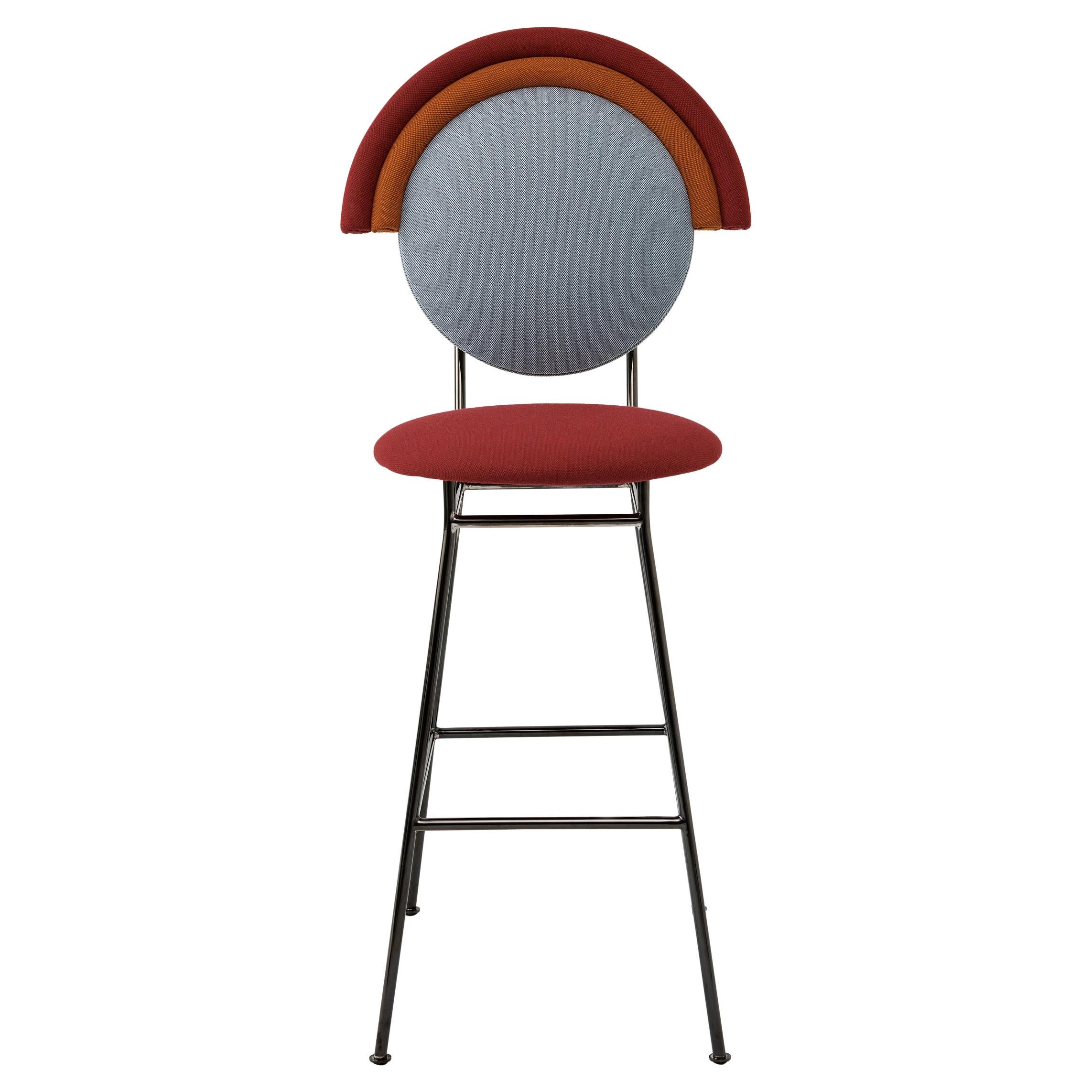 Contemporary Iris Bar Stool in Polished Dark Gray Finish For Sale