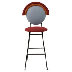 Contemporary Iris Bar Stool in Polished Dark Gray Finish