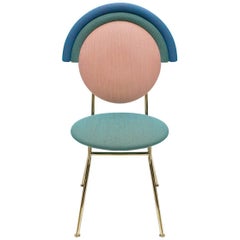 Contemporary Iris Chair with Brass Finished Legs