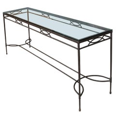 Contemporary Iron Console Table With Glass Top