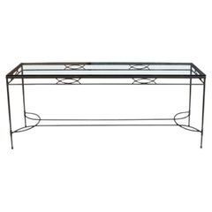 Contemporary Iron Console Table With Glass Top