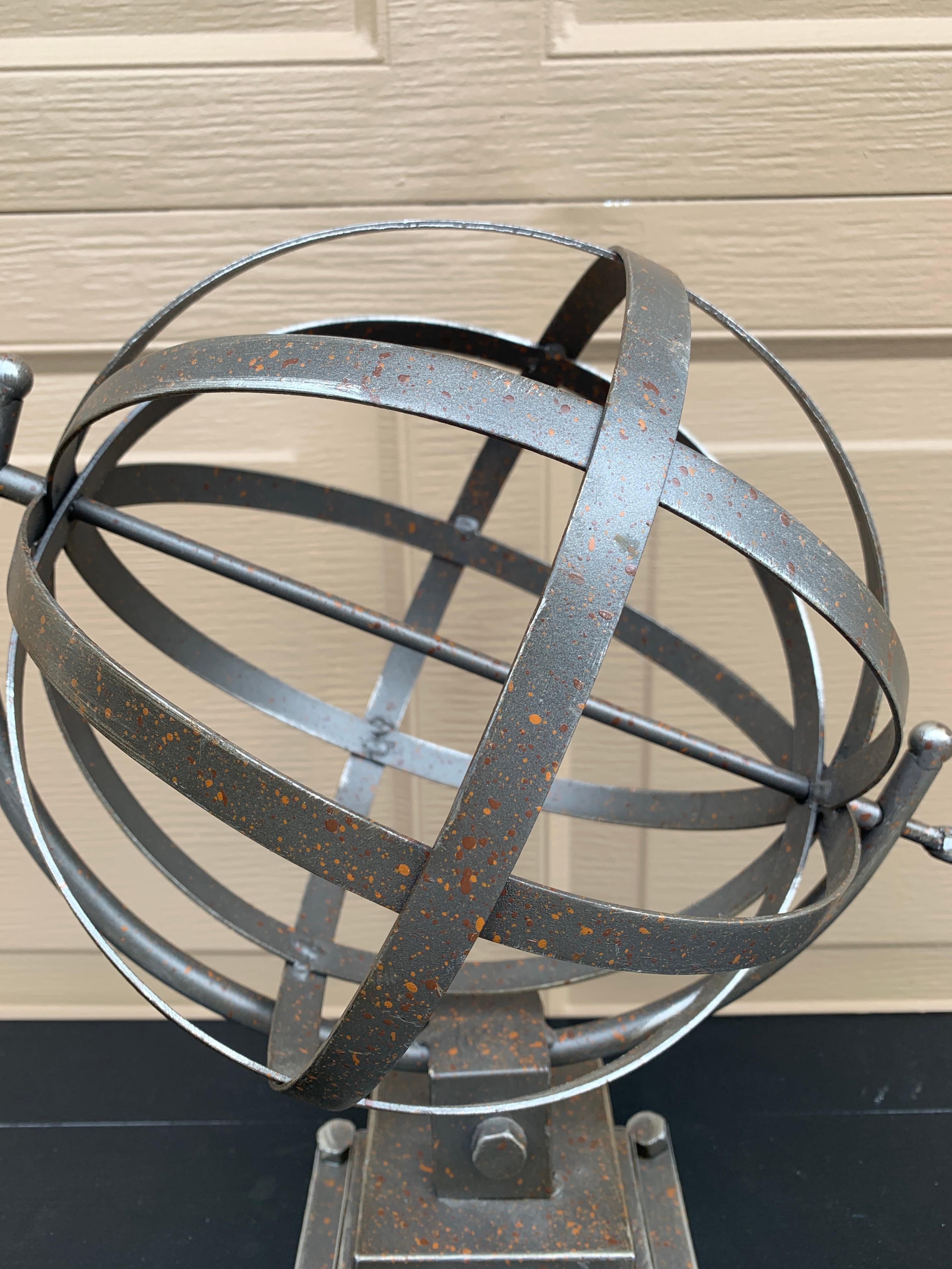 20th Century Contemporary Iron Garden Armillary Sundial For Sale