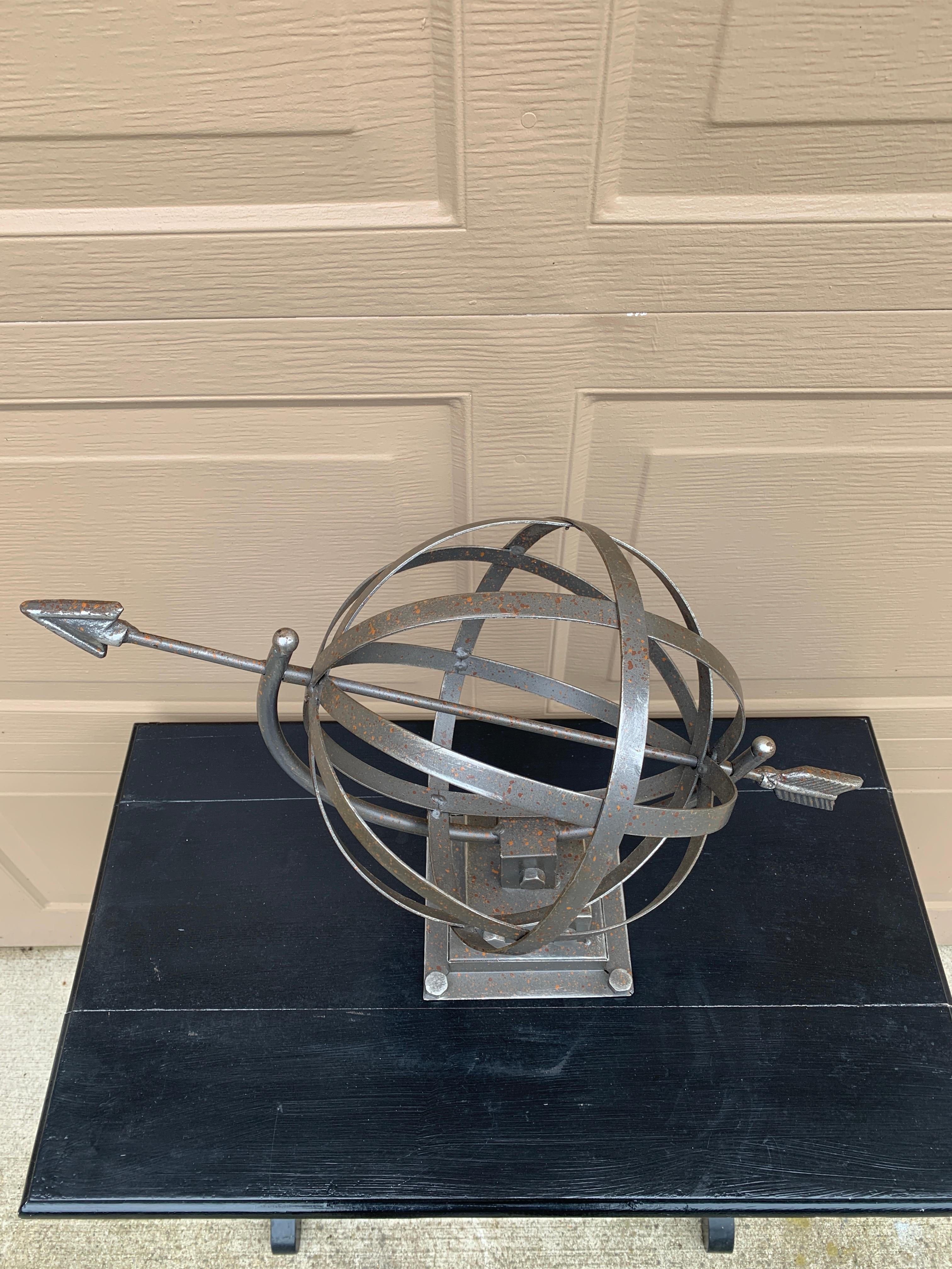 Contemporary Iron Garden Armillary Sundial For Sale 3