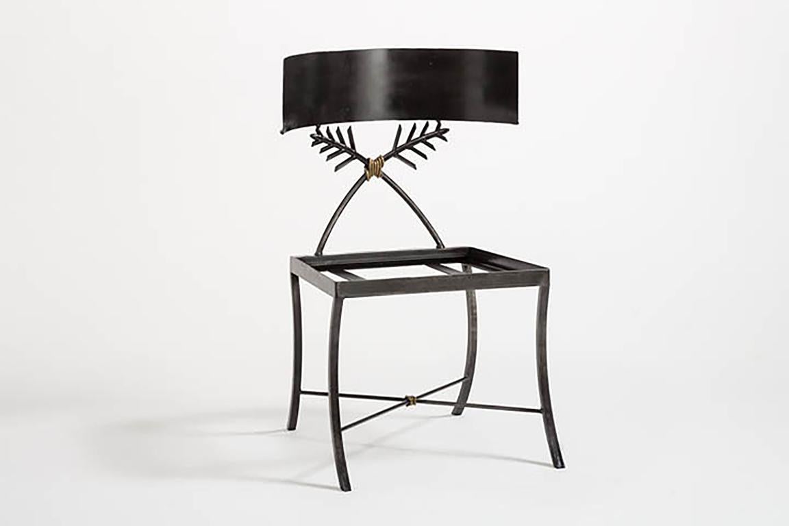 Classical Greek Contemporary Iron Klismos Chair For Sale
