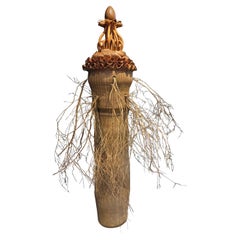 Contemporary Iron, Roots and Terracotta Totem sculpture by Manu Crotti