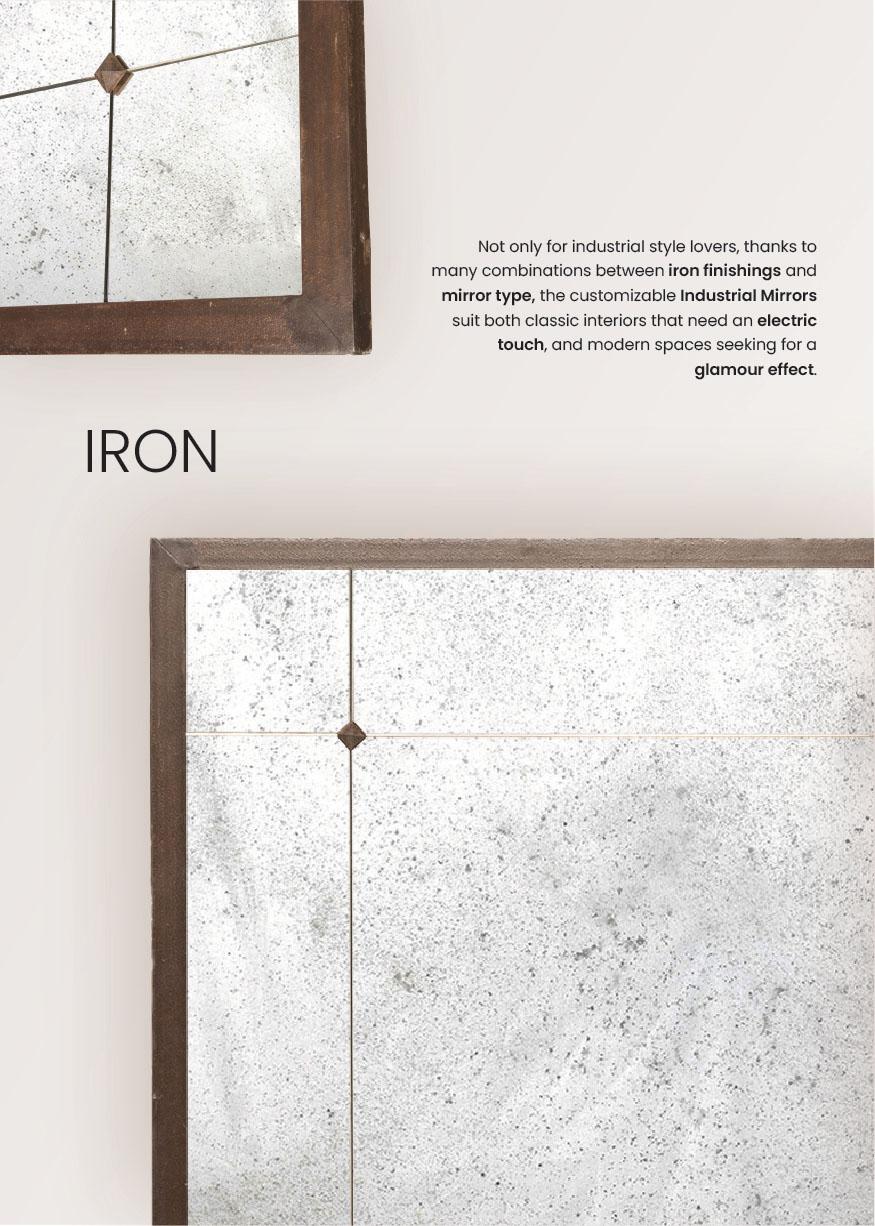 Contemporary Iron Silvered Frame Mirror mit zwei Poliarte-Applikationen im Angebot 6