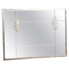 Contemporary Iron Silvered Frame Mirror mit zwei Poliarte-Applikationen