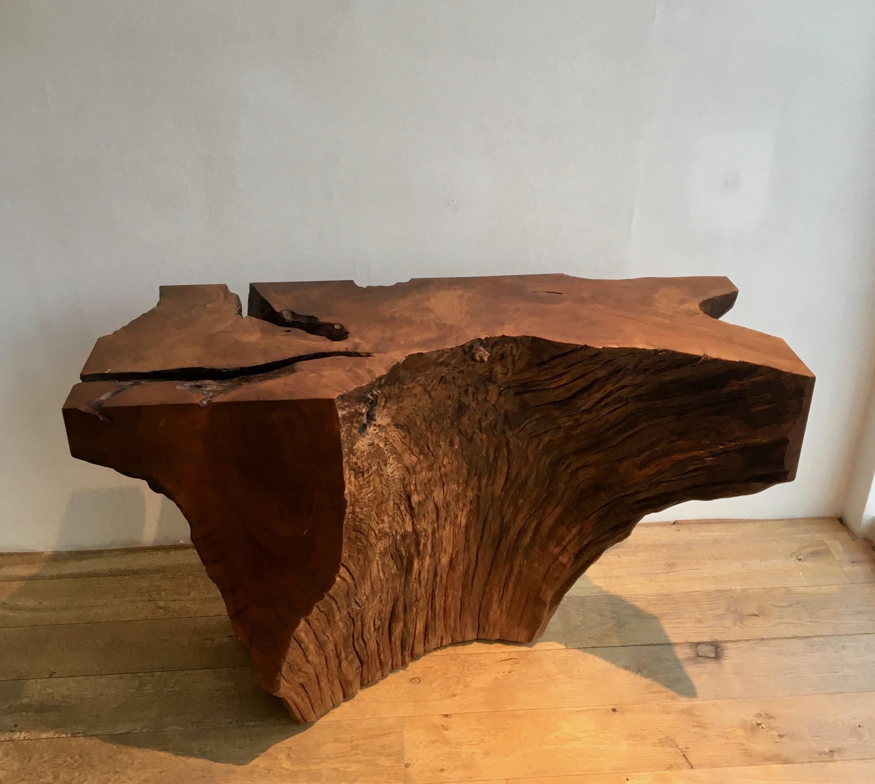 Wood Tree trunk Rustic Console by Jerome Abel Seguin, Contemporary For Sale