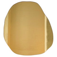 Contemporary Irregular Freeform Gold Tinted Mirror with Brass Frame, Oversized (Miroir irrégulier teinté d'or avec cadre en laiton)