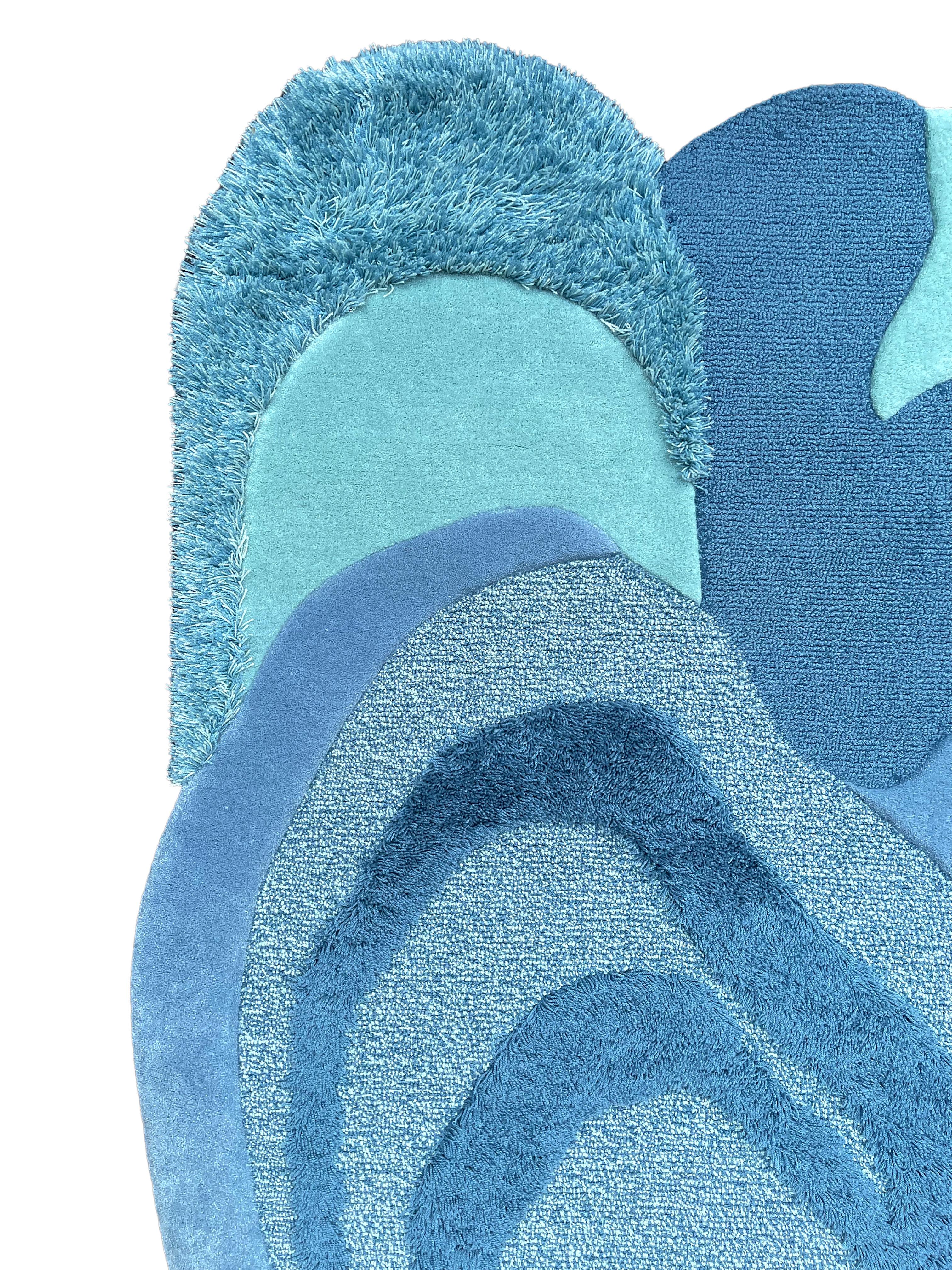 blue irregular rug