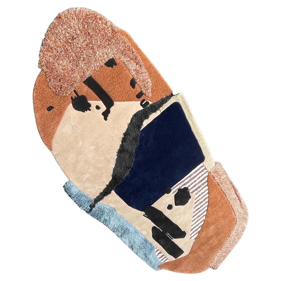 Art Irregular Shape Tufted Wool Rug with White Grey 'Magic Trick' by ...