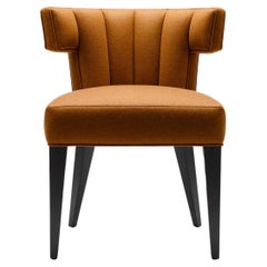 Contemporary Isabella Dining Chair in Melton Wool with Solid Walnut Legs
