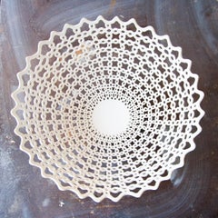 Contemporary Isabelle Abramson Porcelain Hand-Carved Openwork Bowl