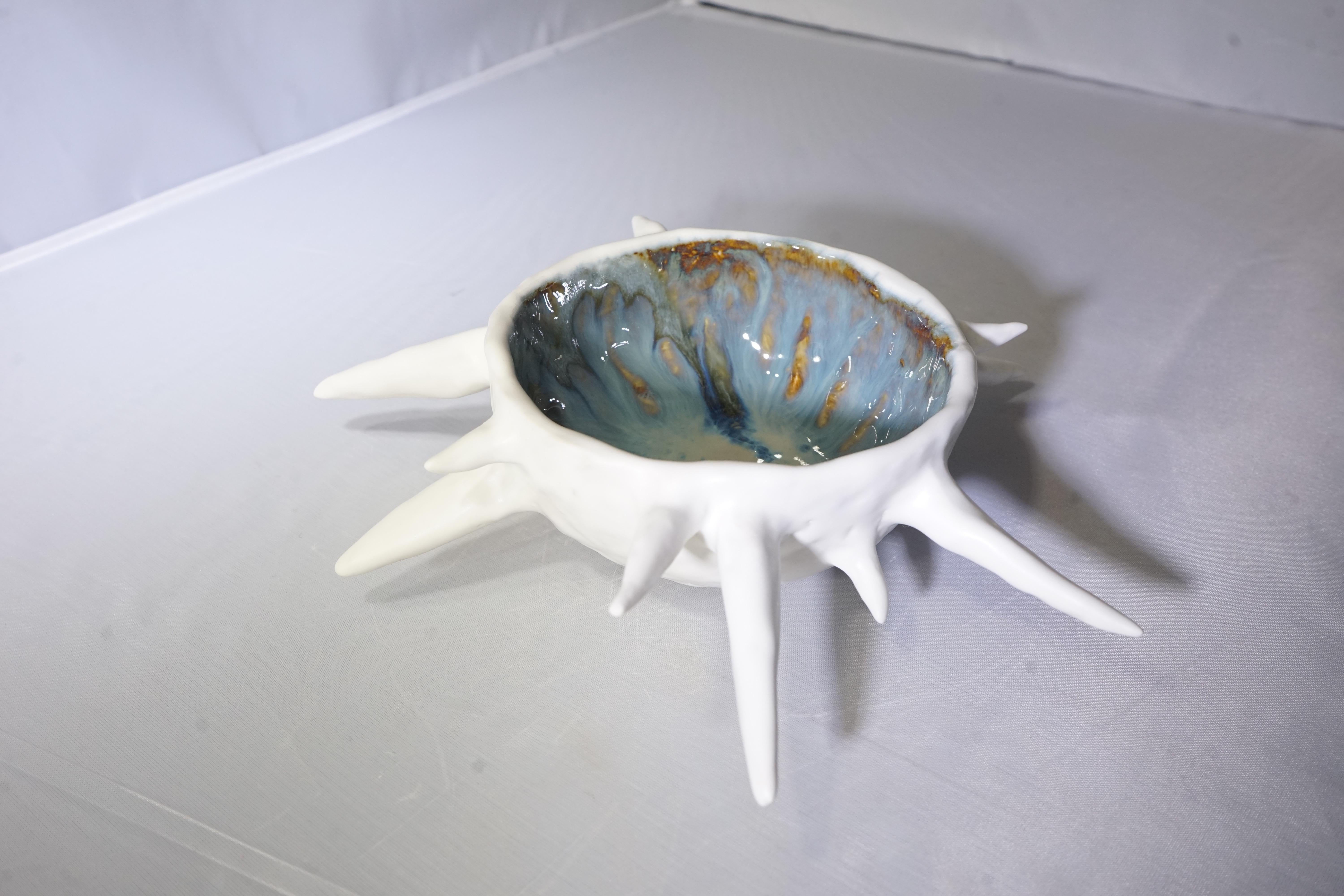 Ceramic Contemporary Isabelle Poupinel Paris Pale Blue Sea Urchin 