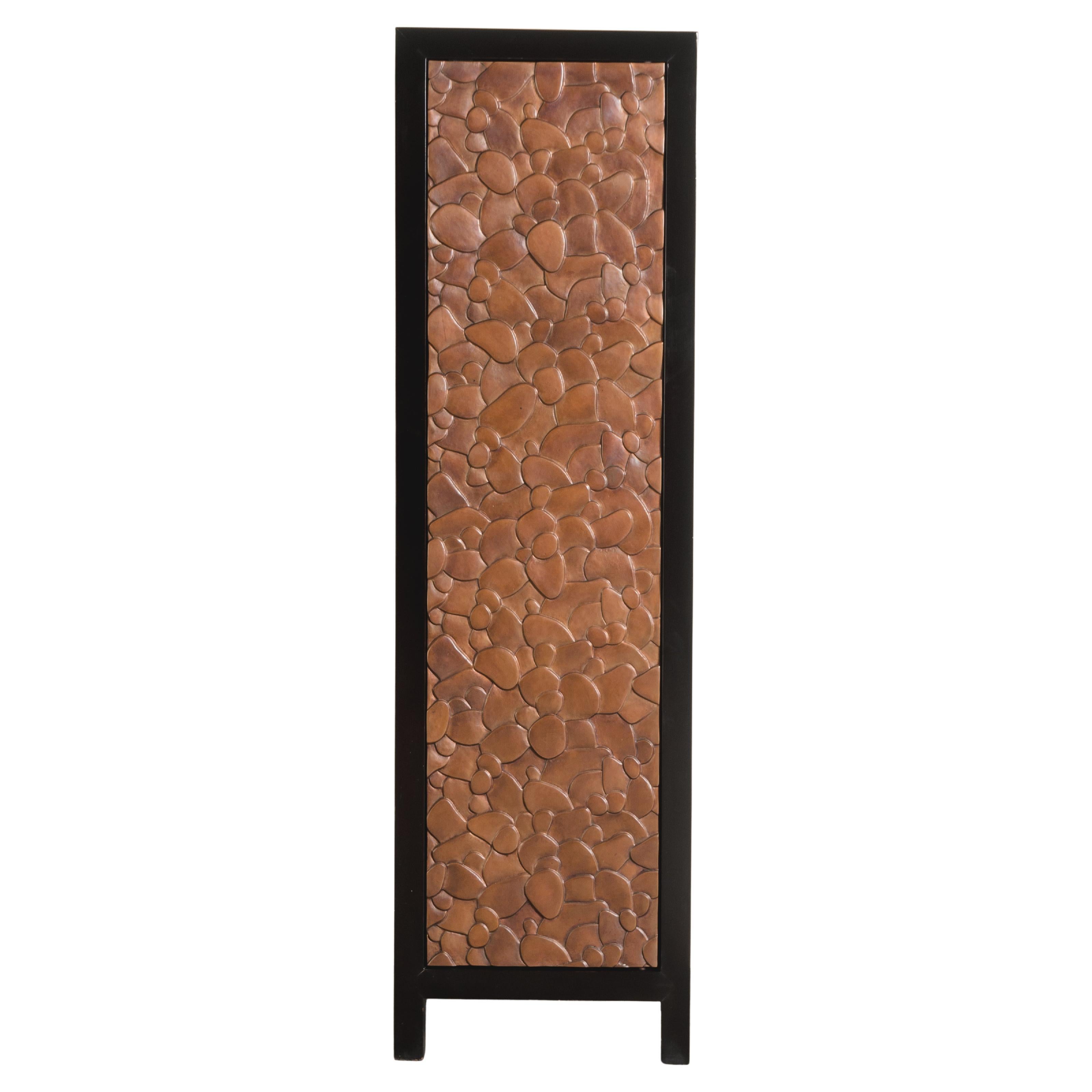 Contemporary Isola Design Copper Repousse Door Narrow Cabinet by Robert Kuo