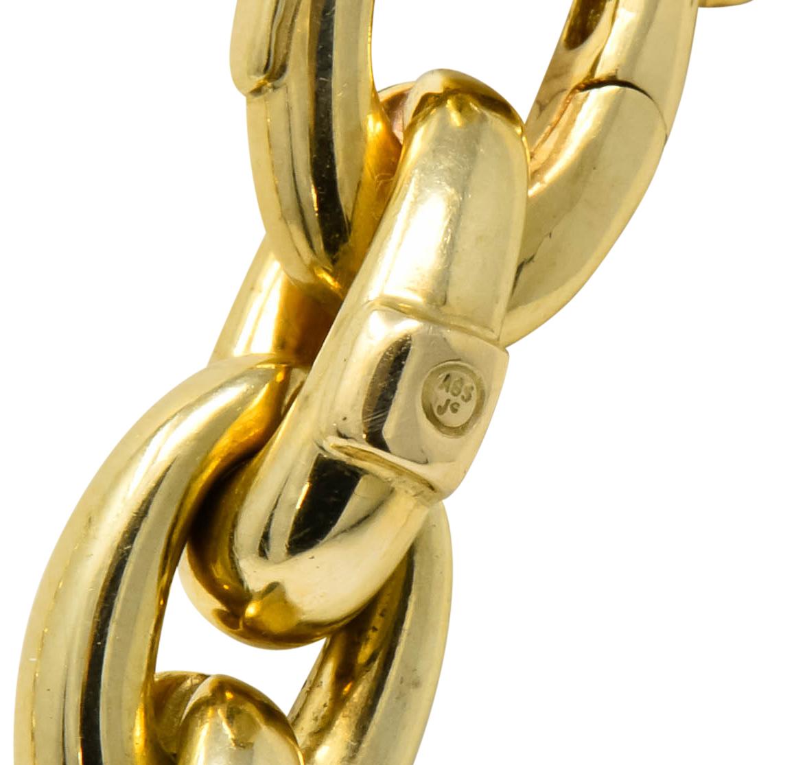 Contemporary Italian 14 Karat Yellow Gold Mariner Link Necklace In Excellent Condition In Philadelphia, PA