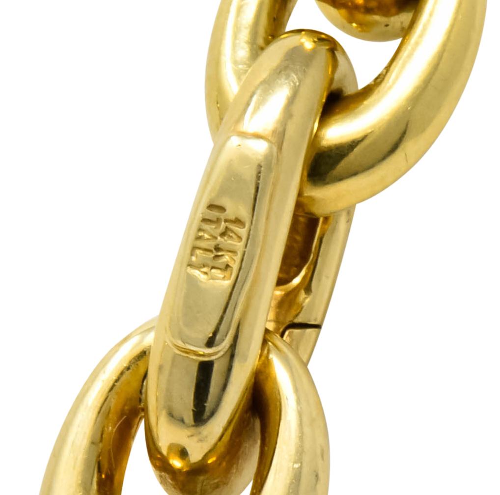 Women's or Men's Contemporary Italian 14 Karat Yellow Gold Mariner Link Necklace