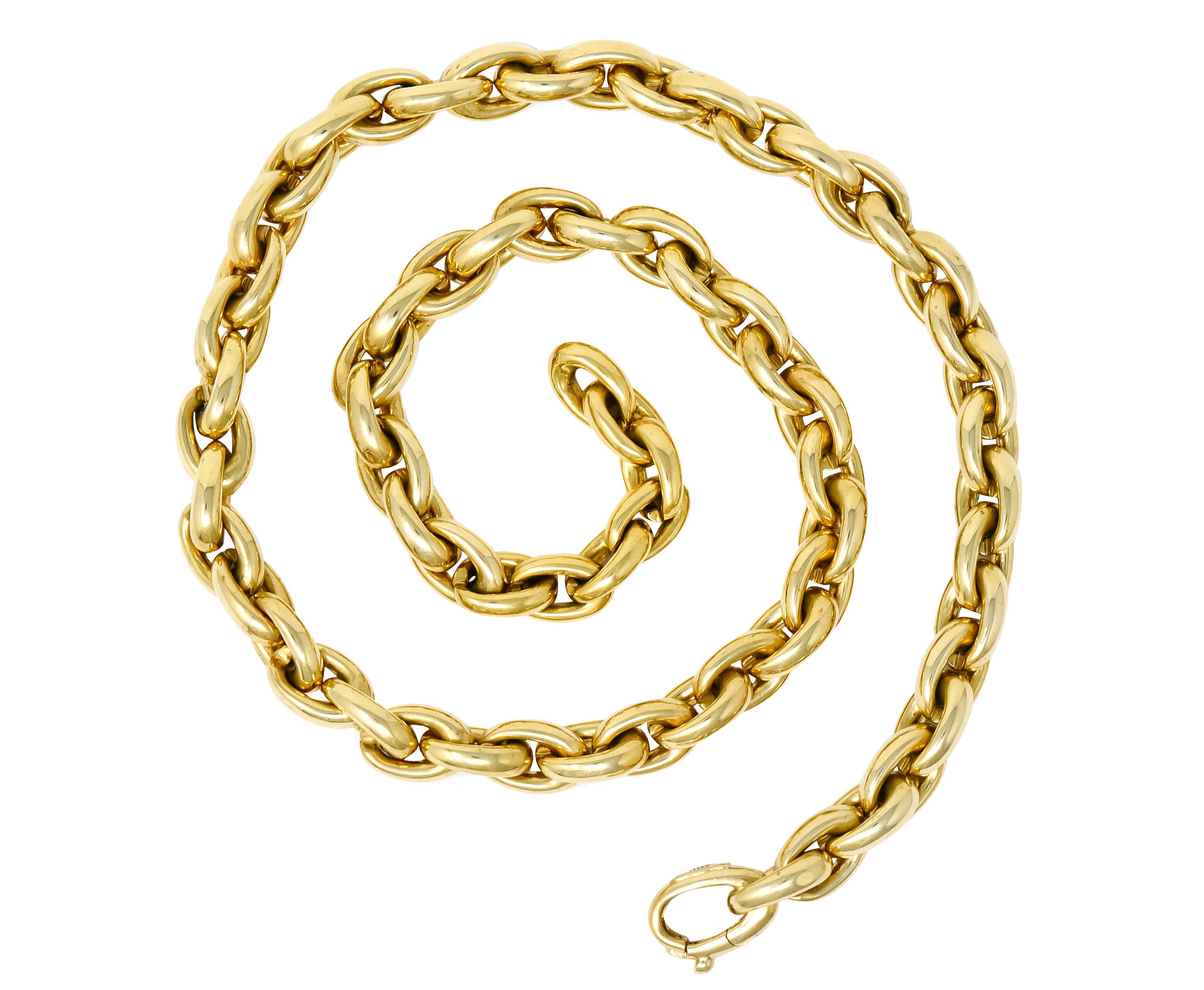 Contemporary Italian 14 Karat Yellow Gold Mariner Link Necklace 1