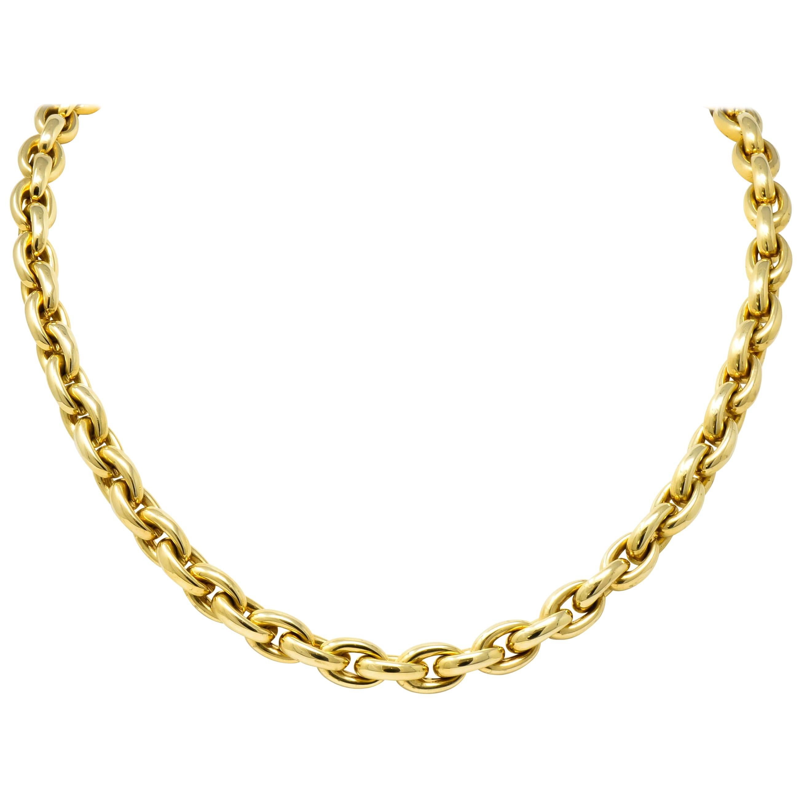 Contemporary Italian 14 Karat Yellow Gold Mariner Link Necklace
